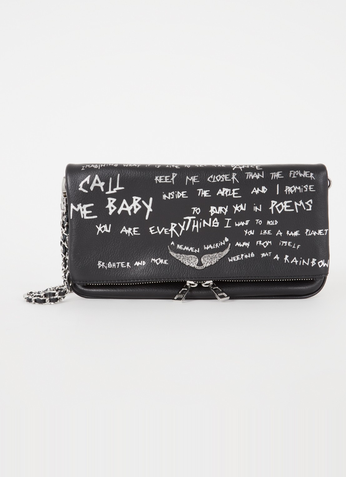 Zadig&Voltaire Rock clutch met afneembare schouderriem - voorkant 4 zwart