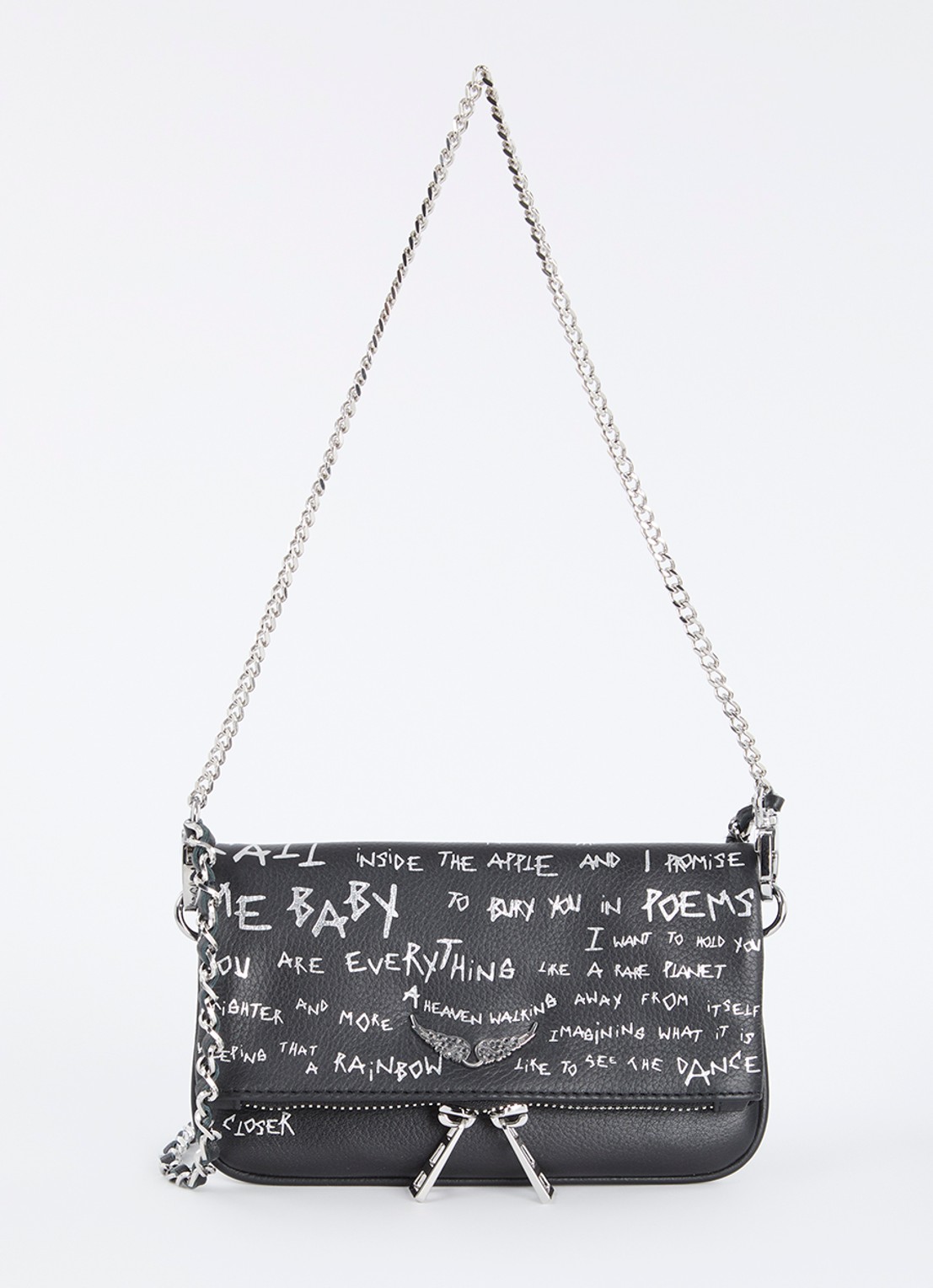 Zadig&Voltaire Rock clutch met afneembare schouderriem - voorkant zwart