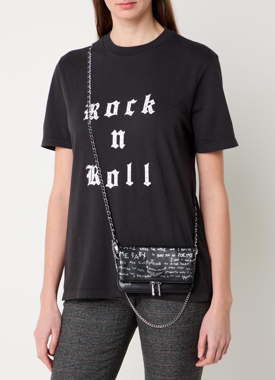 Zadig&Voltaire Rock clutch met afneembare schouderriem - voorkant 2 zwart
