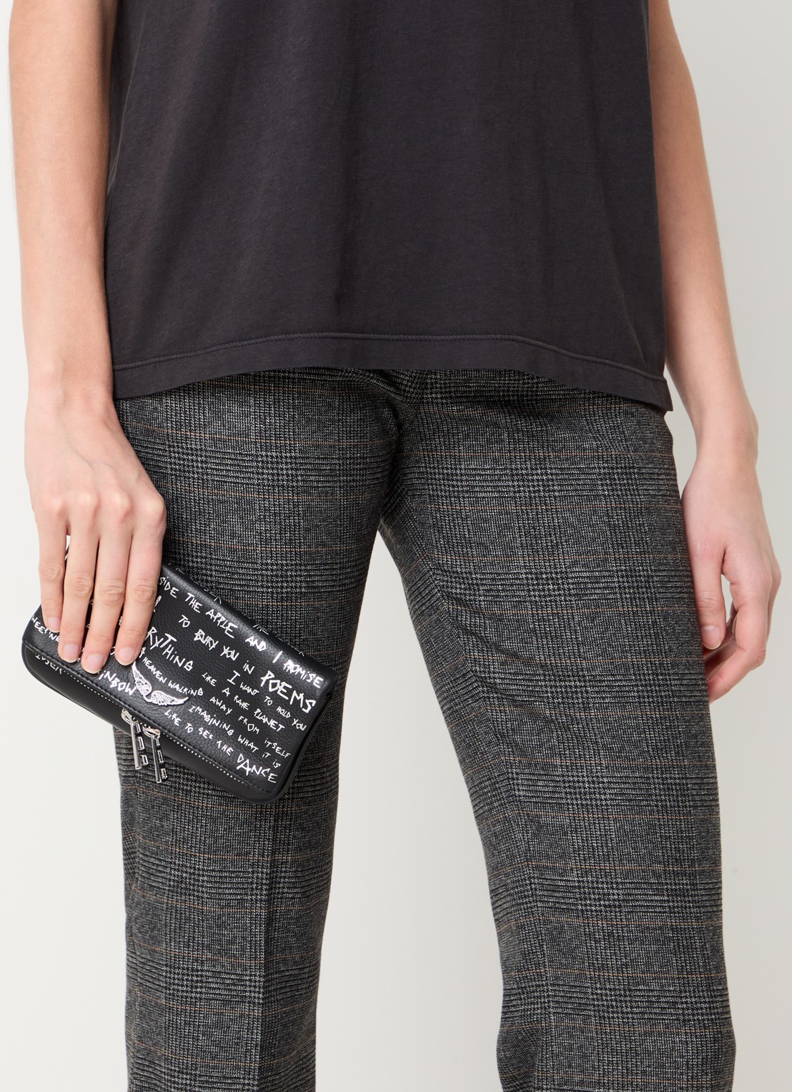 Zadig&Voltaire Rock clutch met afneembare schouderriem - voorkant 3 zwart