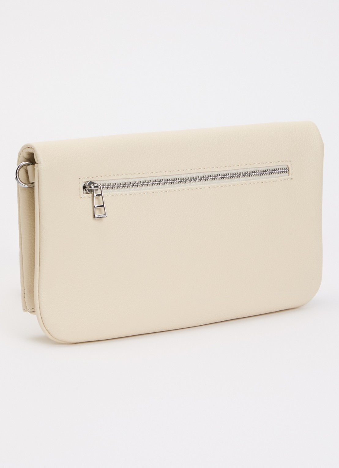 Zadig&Voltaire Rock clutch van leer met afneembare schouderriem - achterkant gebroken wit