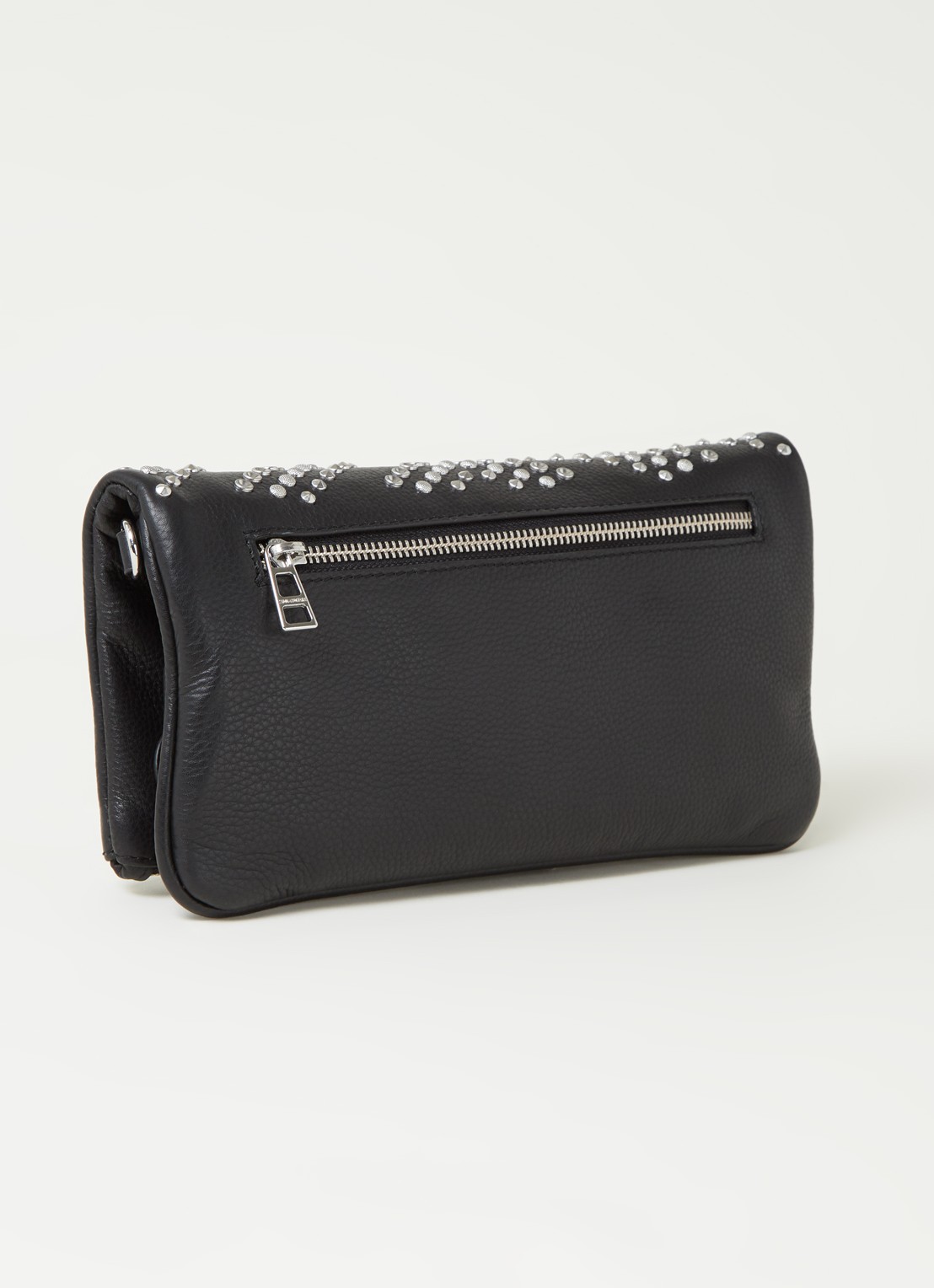 Zadig&Voltaire Rock crossbodytas van leer met studs - achterkant zwart