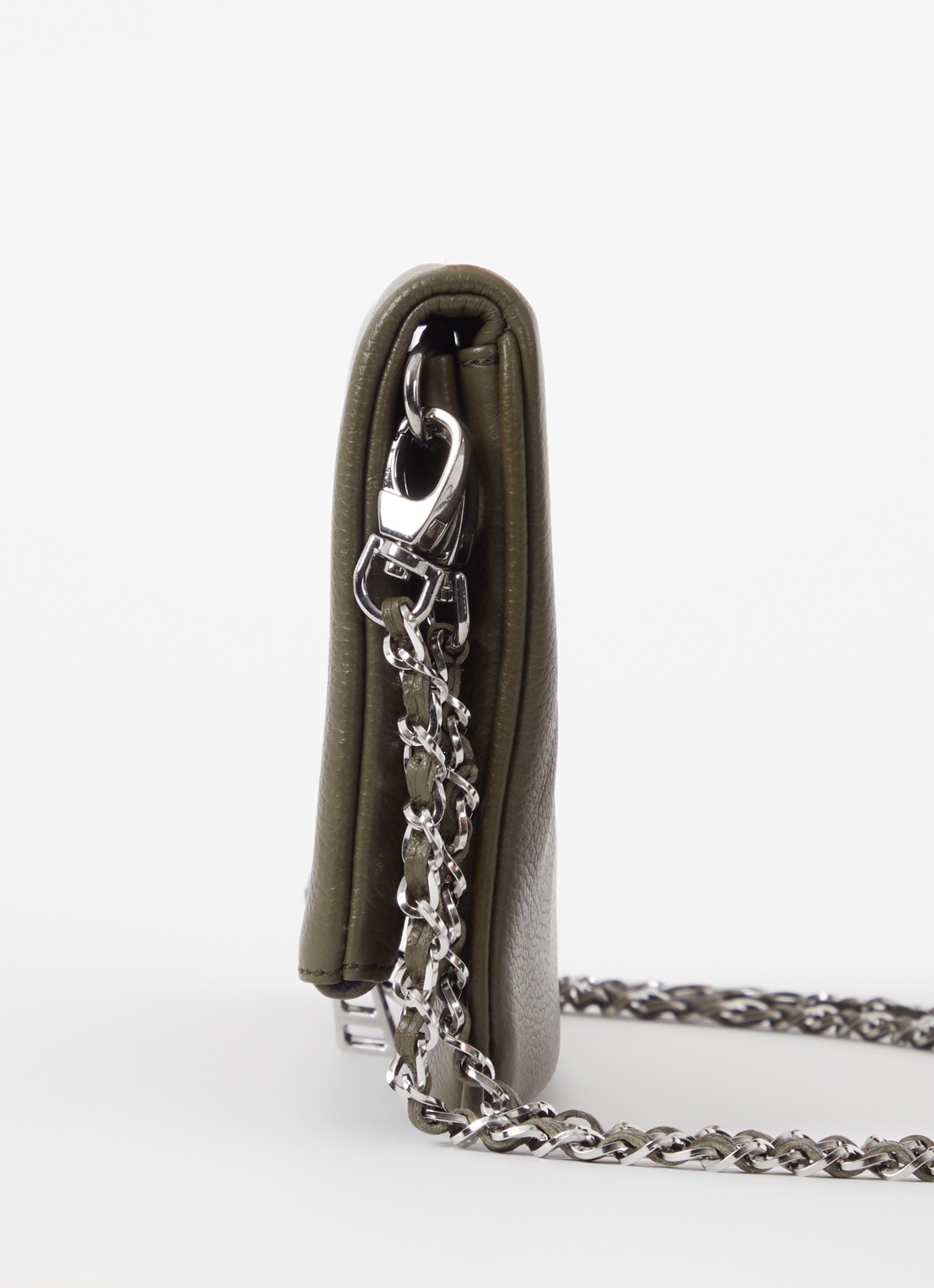 Zadig&Voltaire Rock Grained clutch van leer - detail 6 legergroen