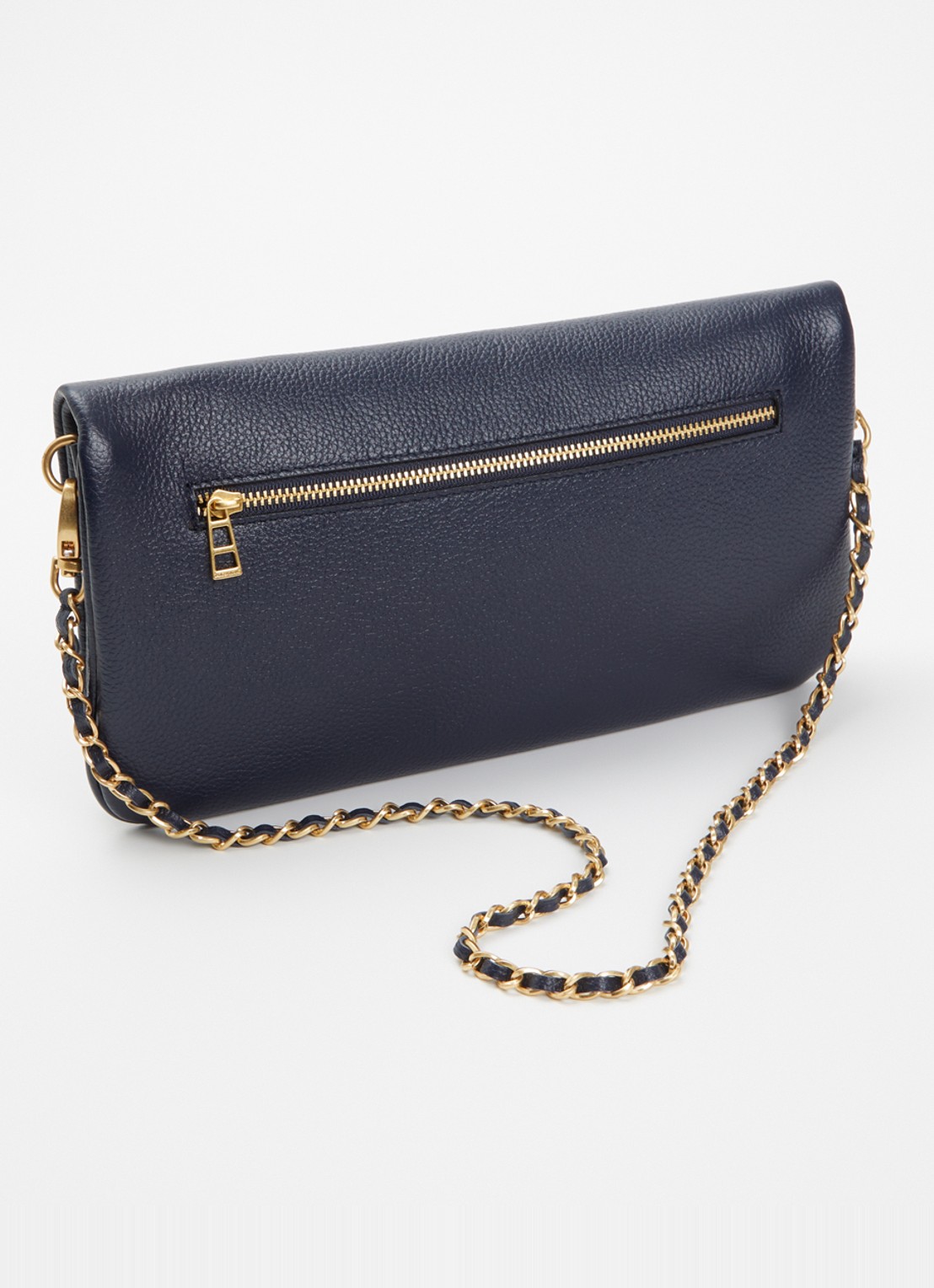 Zadig&Voltaire Rock Grained clutch van leer - achterkant 4 donkerblauw