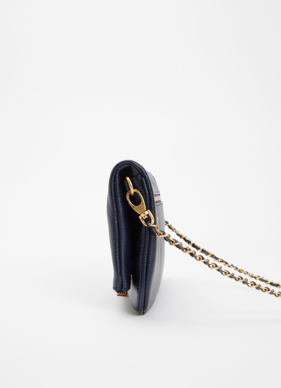 Zadig&Voltaire Rock Grained clutch van leer - detail 2 donkerblauw