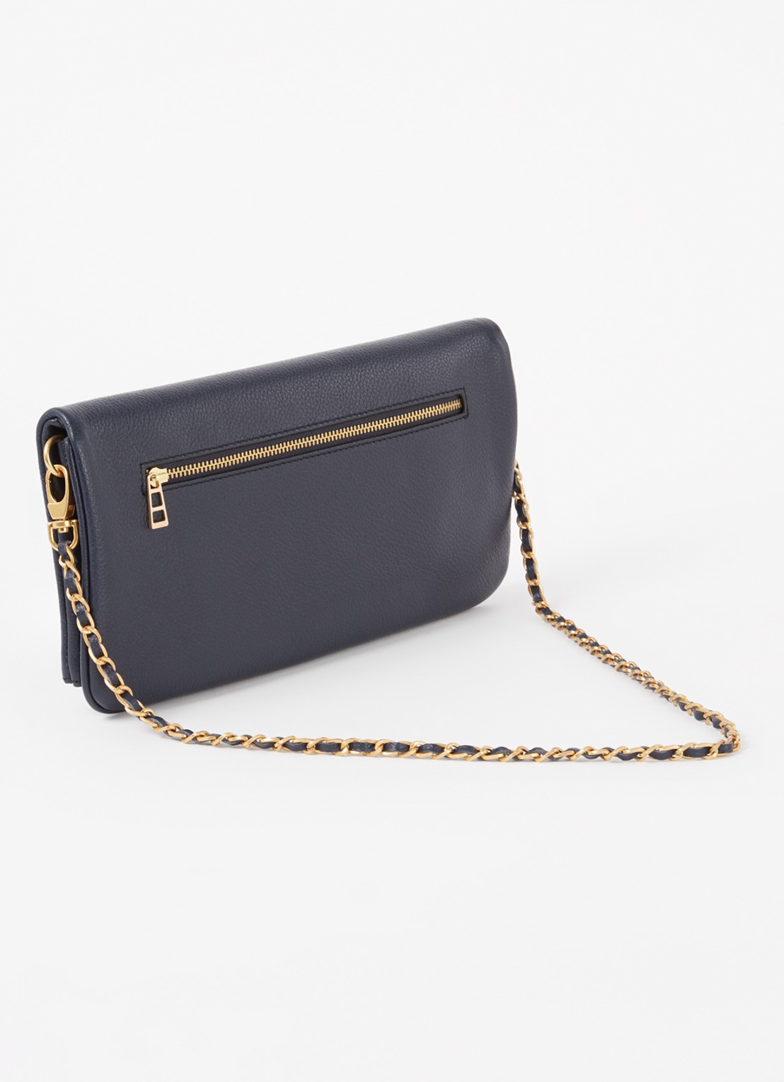 Zadig&Voltaire Rock Grained clutch van leer - achterkant middenblauw