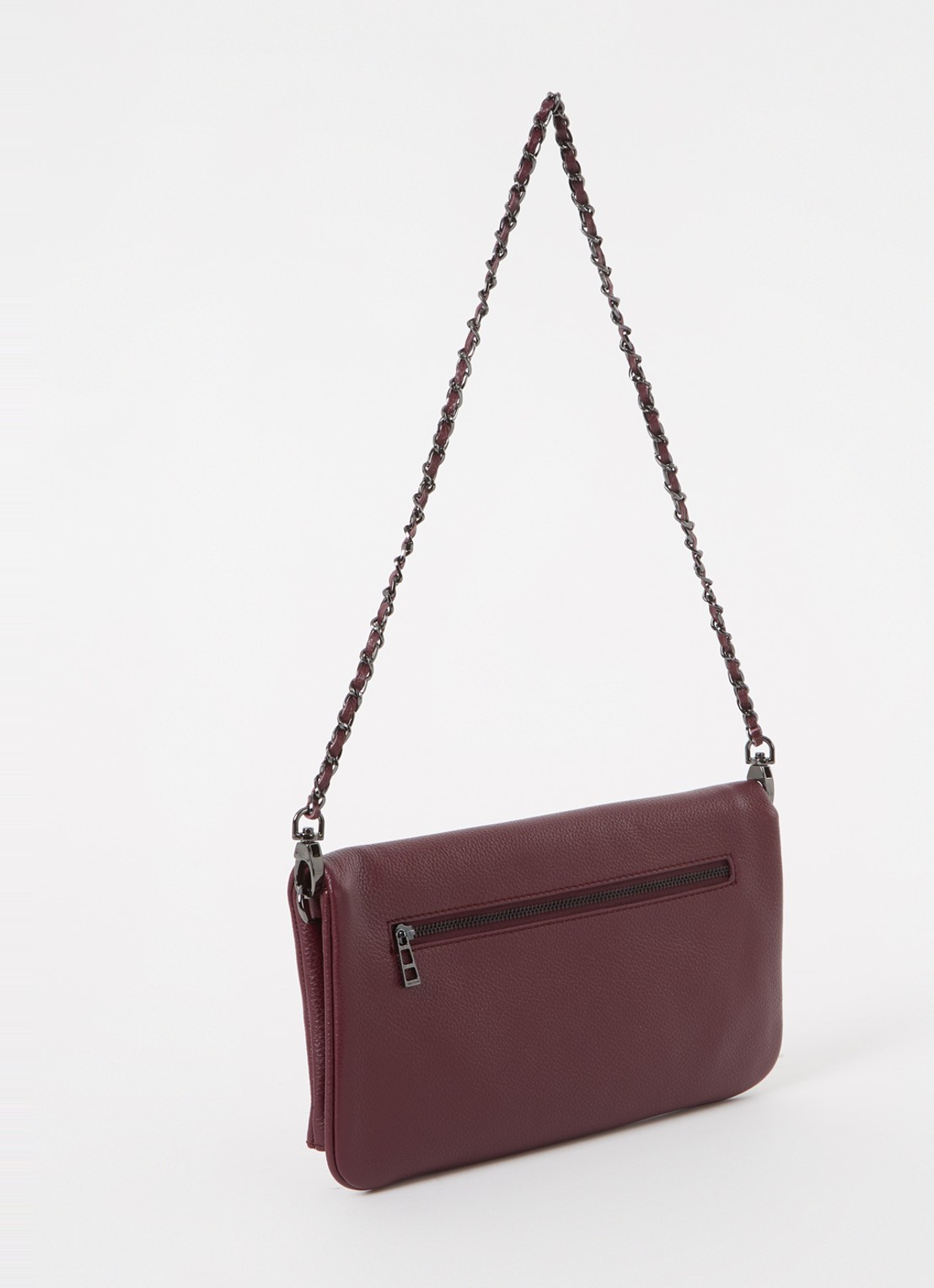Zadig&Voltaire Rock Grained clutch van leer - achterkant 2 aubergine