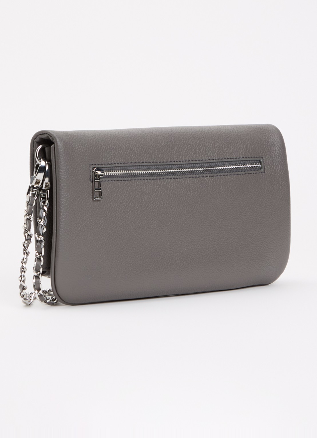 Zadig&Voltaire Rock Grained clutch van leer - achterkant 5 donkergrijs