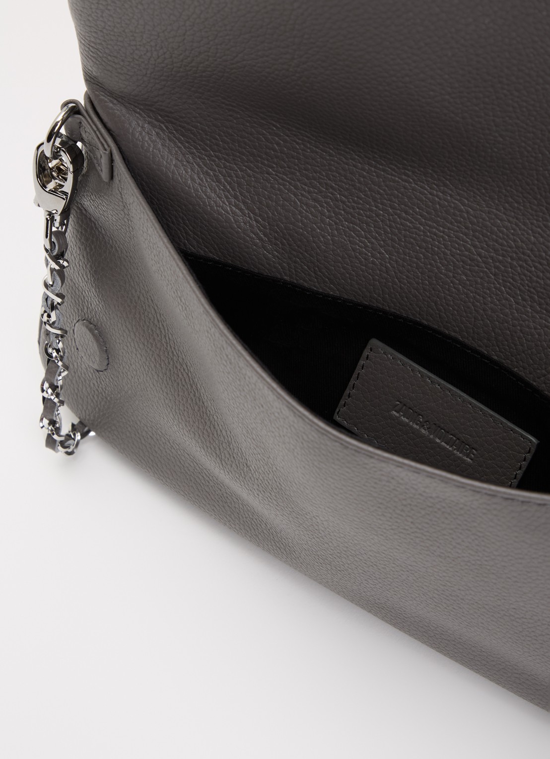 Zadig&Voltaire Rock Grained clutch van leer - detail 2 donkergrijs