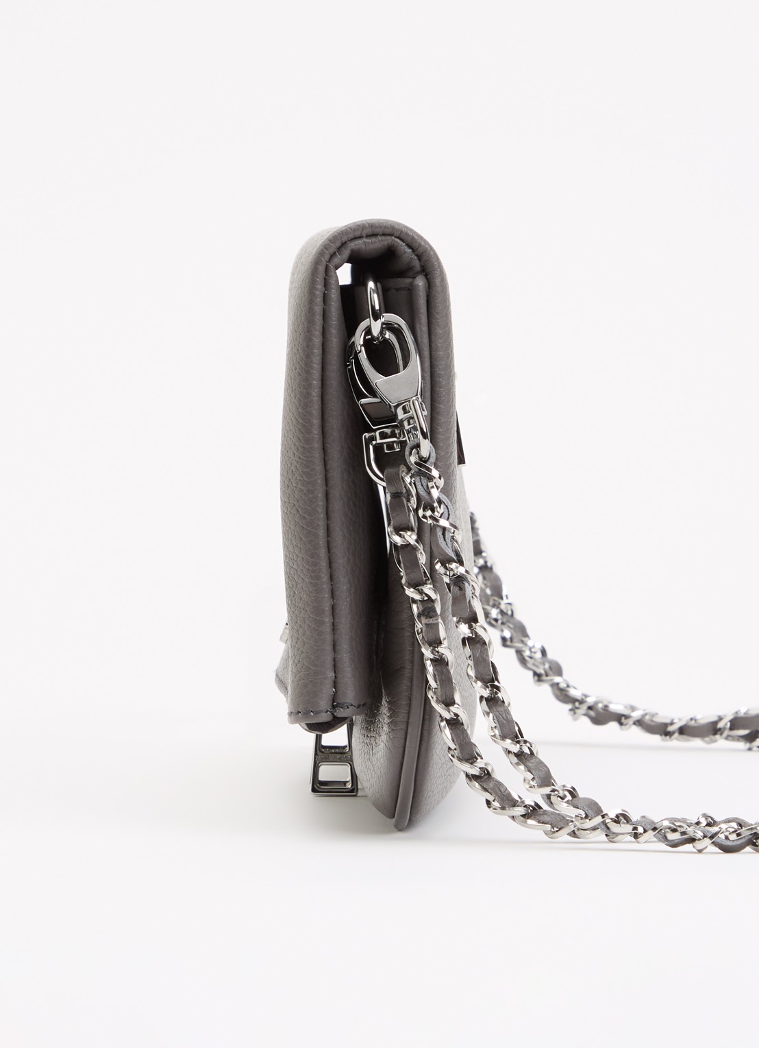 Zadig&Voltaire Rock Grained clutch van leer - detail 3 donkergrijs