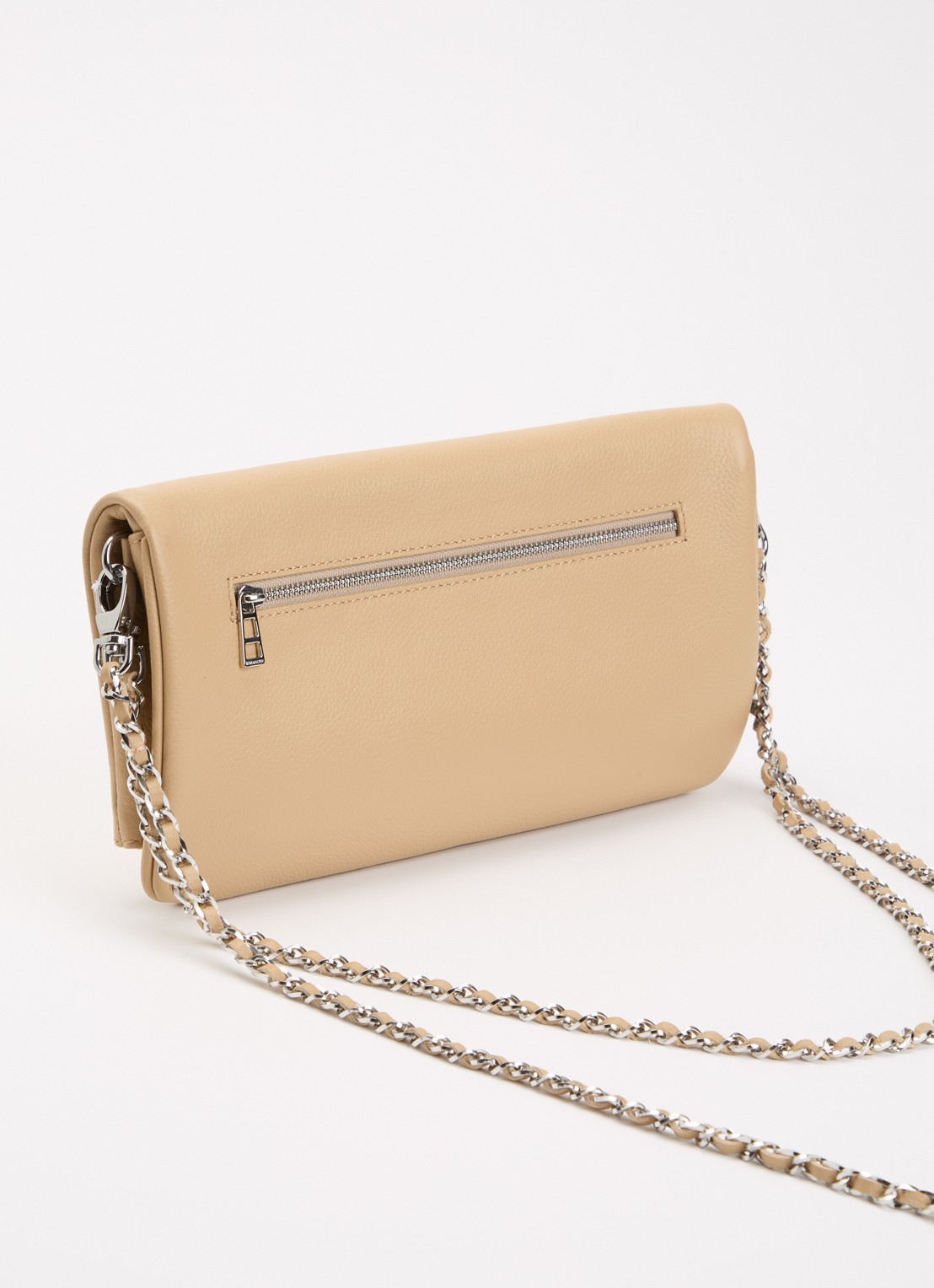 Zadig&Voltaire Rock Grained clutch van leer - achterkant 7 beige