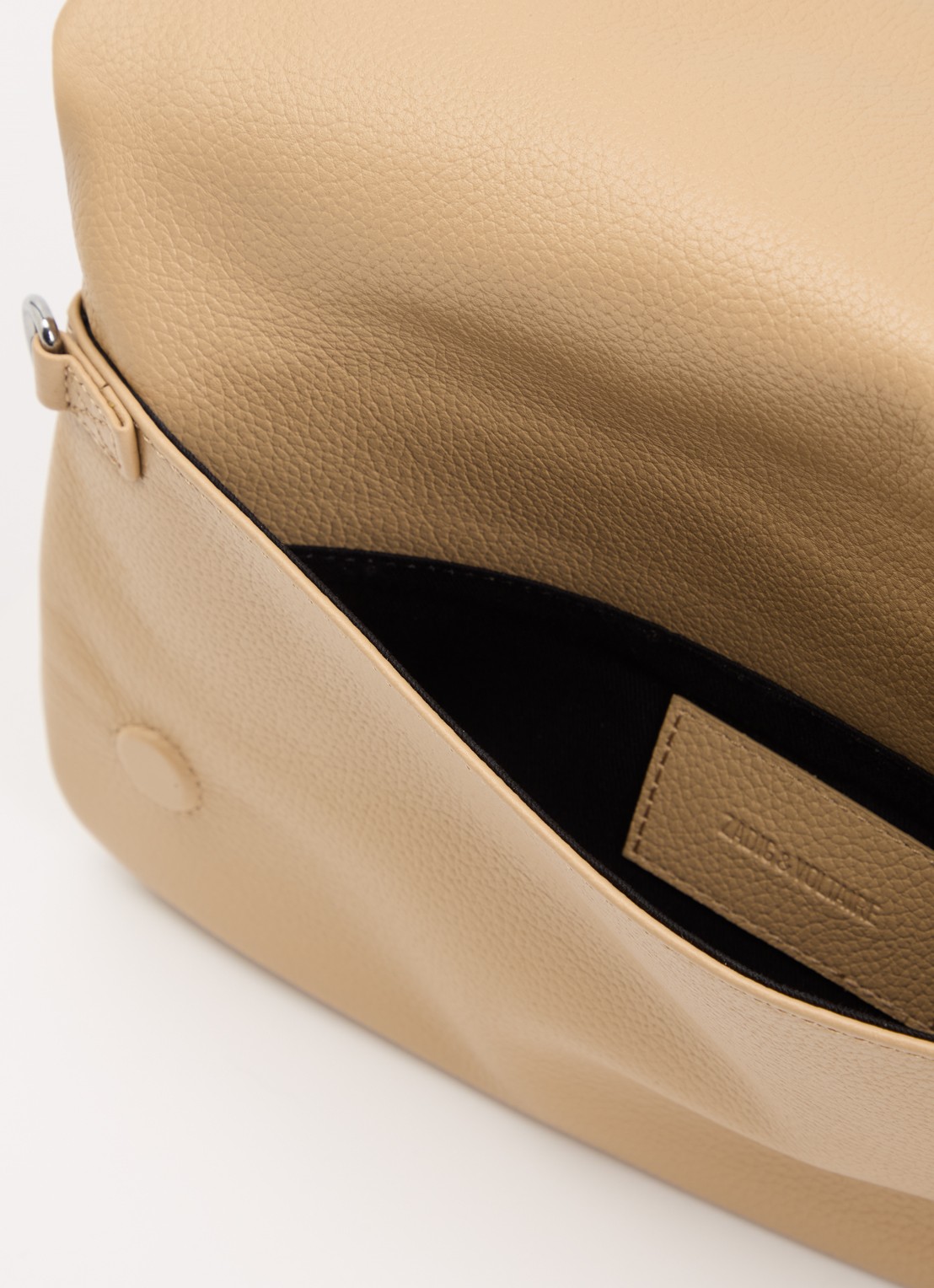 Zadig&Voltaire Rock Grained clutch van leer - detail beige