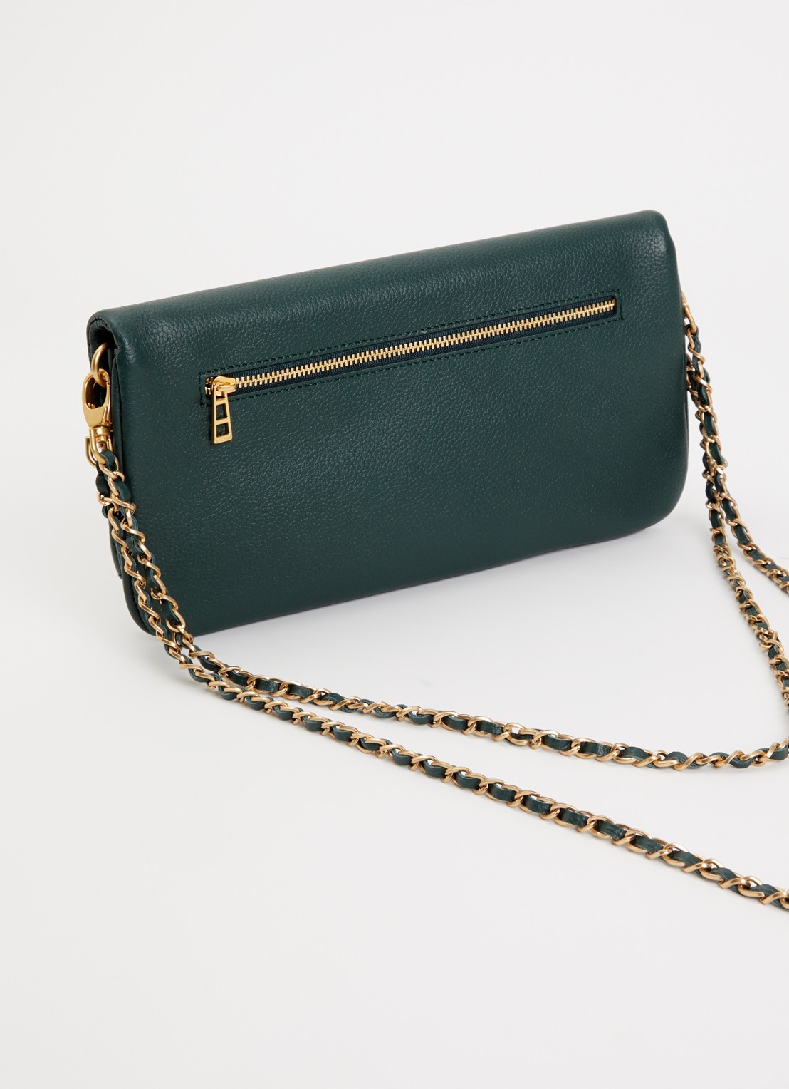 Zadig&Voltaire Rock Grained clutch van leer - achterkant 2 mosgroen