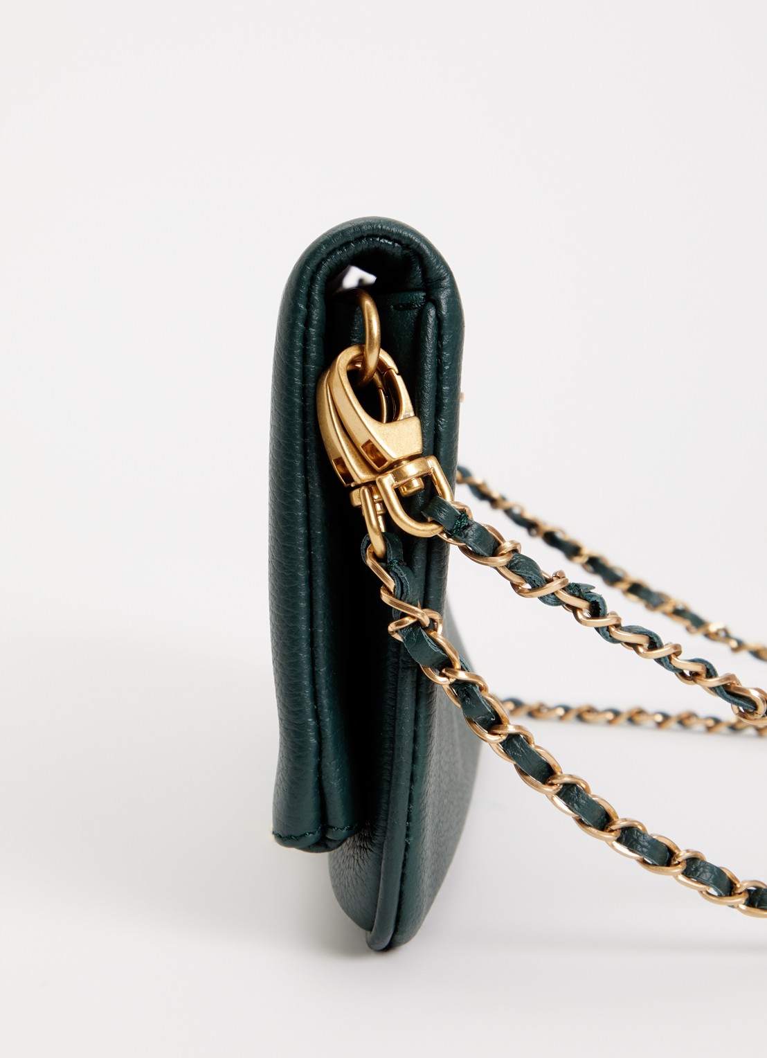 Zadig&Voltaire Rock Grained clutch van leer - detail 4 mosgroen