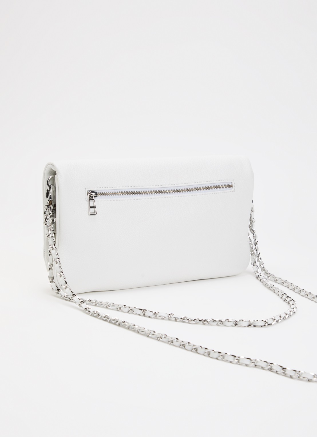 Zadig&Voltaire Rock Grained clutch van leer - achterkant 5 creme