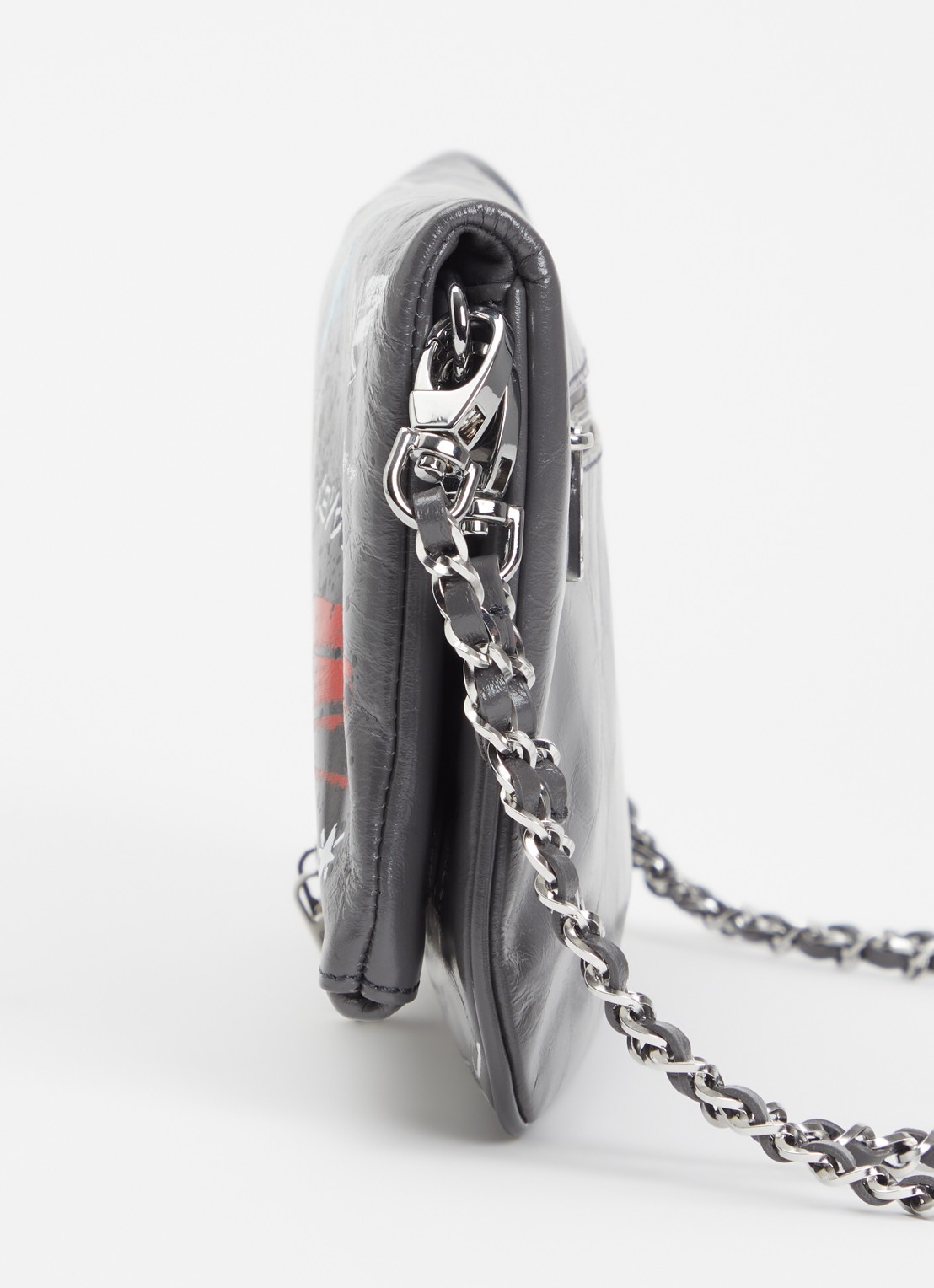 Zadig&Voltaire Rock Humberto clutch van leer met afneembare schouderriem - detail 3 grijs