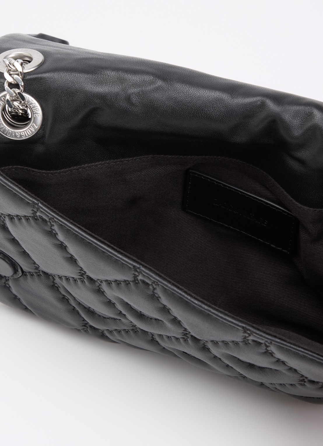 Zadig&Voltaire Rock II clutch van lamsleer met quilt patroon  - detail zwart