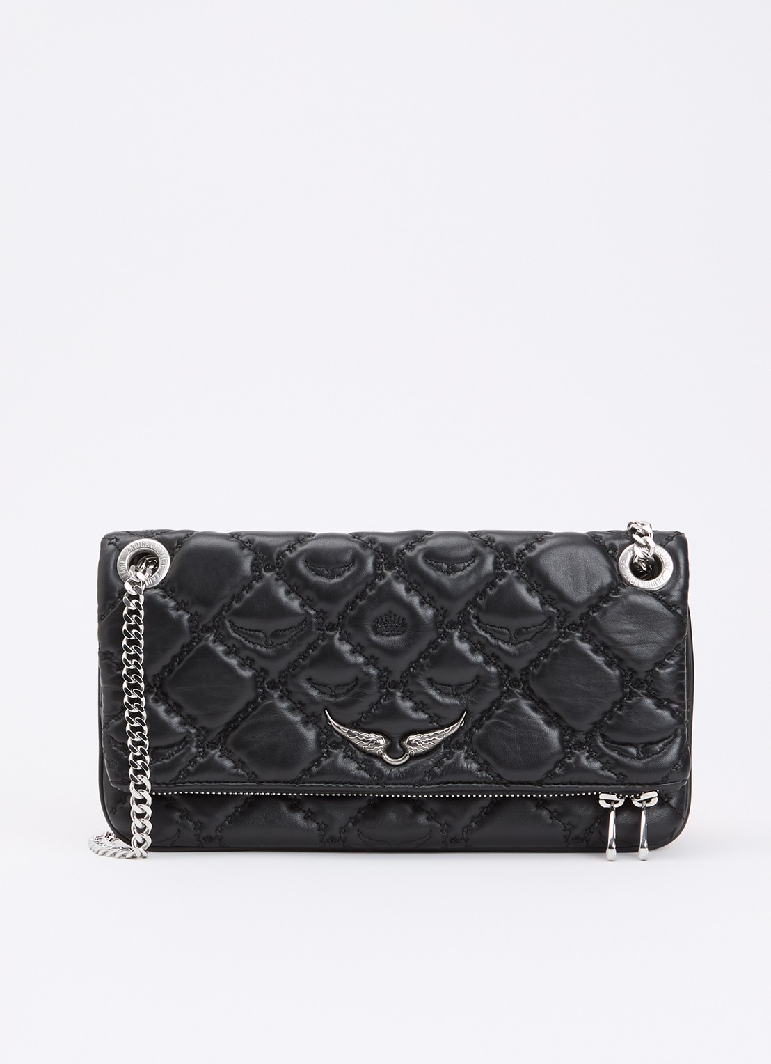 Zadig&Voltaire Rock II clutch van lamsleer met quilt patroon  - voorkant 5 zwart