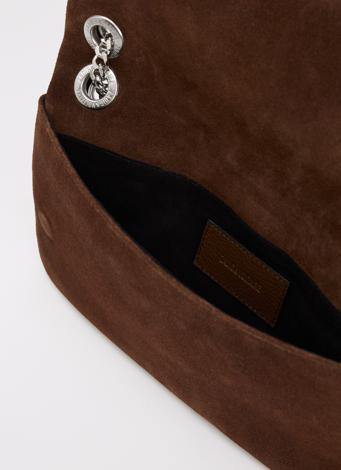 Zadig&Voltaire Rock II crossbodytas van suède - detail 2 bruin