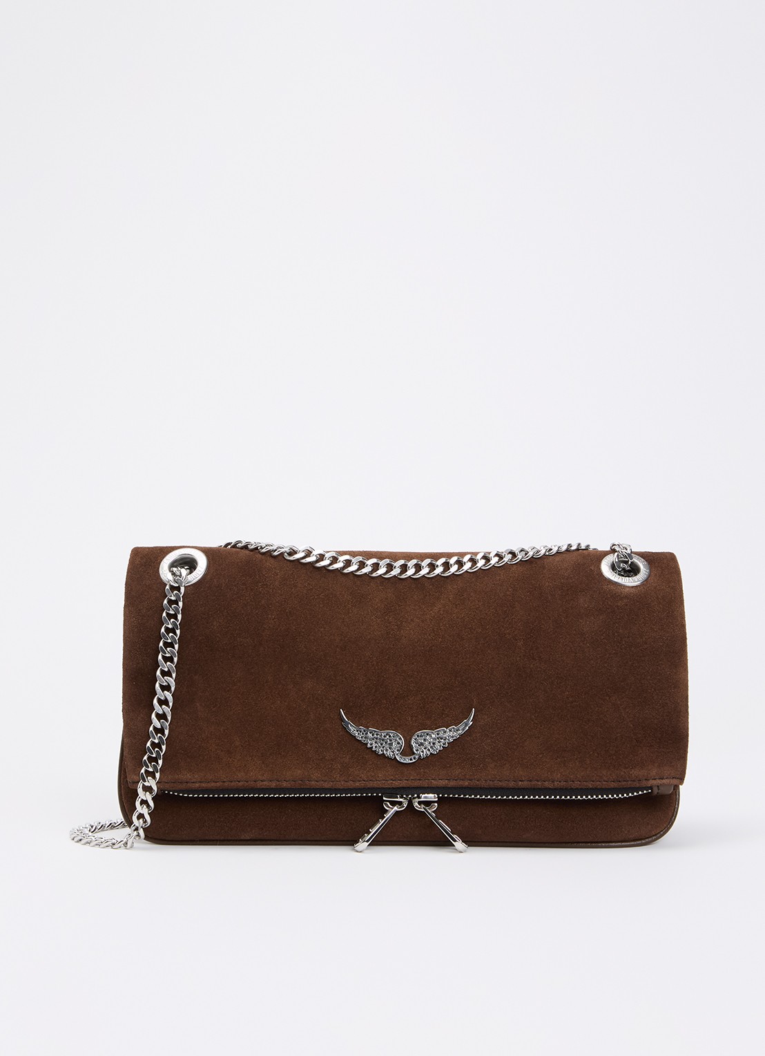 Zadig&Voltaire Rock II crossbodytas van suède - voorkant 5 bruin