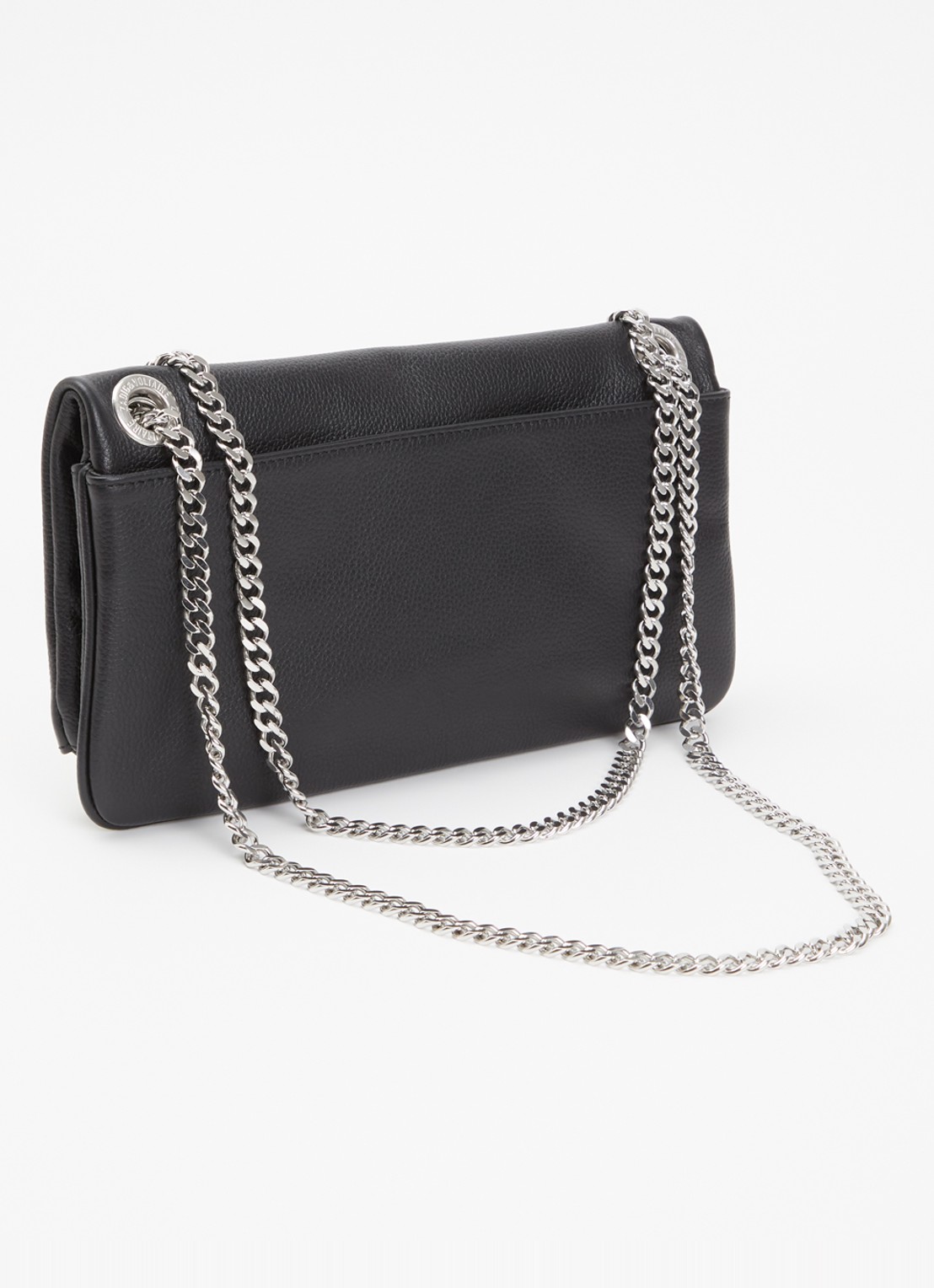 Zadig&Voltaire Rock II Grained clutch van leer met verstelbare schouderriem - achterkant 2 zwart