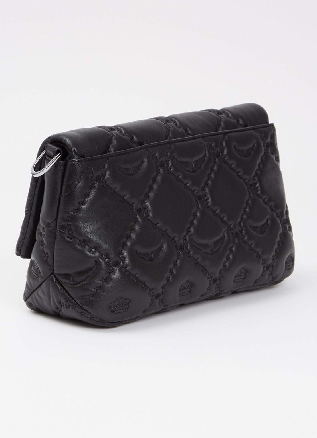 Zadig&Voltaire Rock II schoudertas van lamsleer met quilt patroon  - achterkant 4 zwart