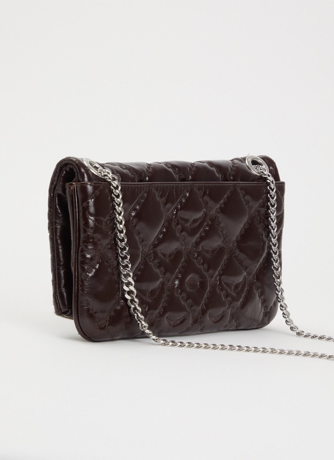 Zadig&Voltaire Rock II Vintage clutch van lakleer met verstelbare schouderriem - achterkant 5 donkerbruin