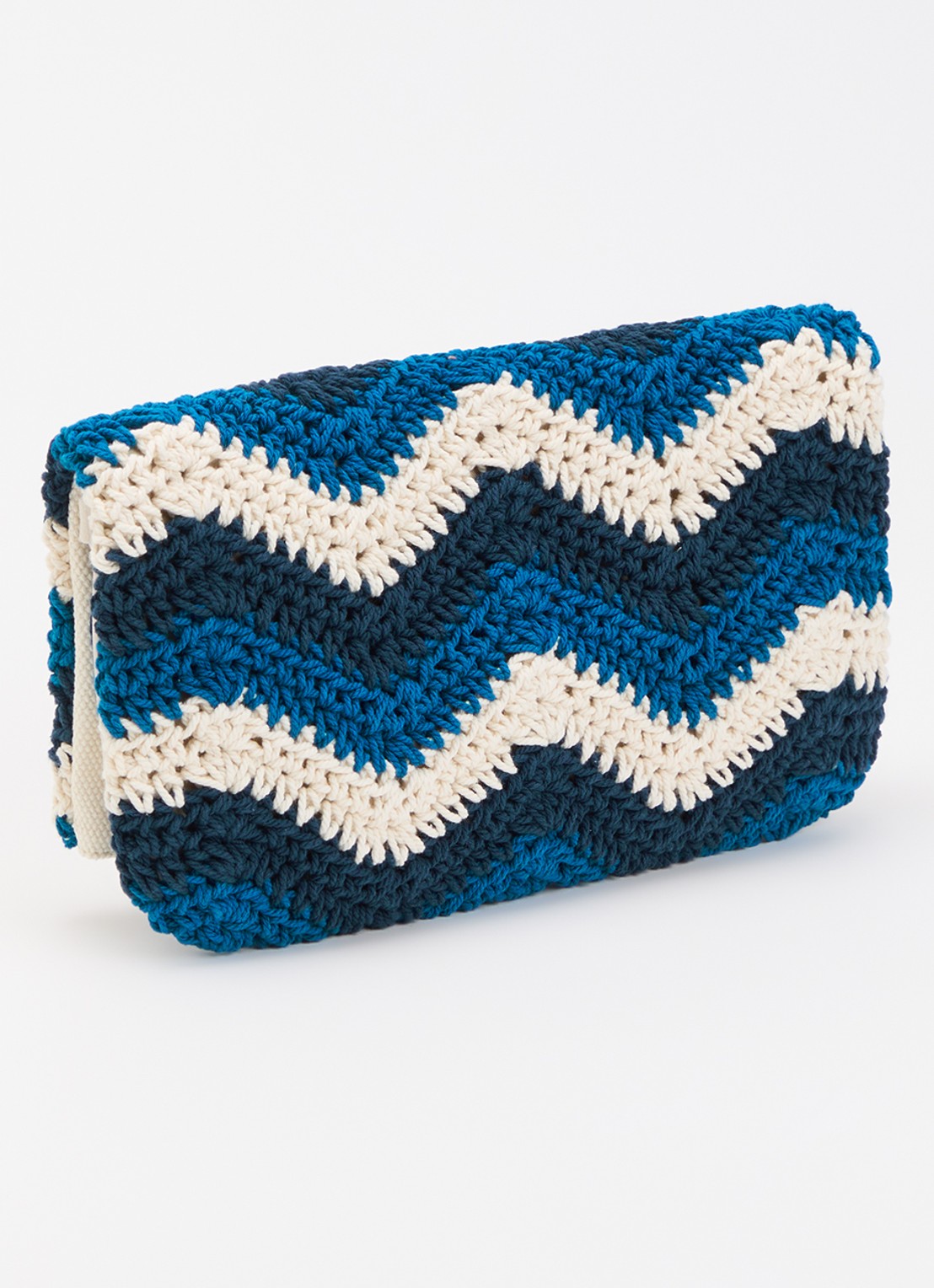 Zadig&Voltaire Rock macramé clutch met afneembare schouderriem  - achterkant 5 blauw