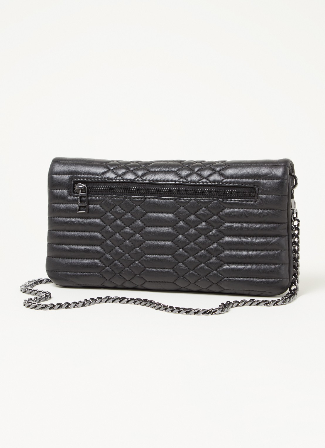 Zadig&Voltaire Rock Matelasse schoudertas van quilted lamsleer  - achterkant 4 zwart