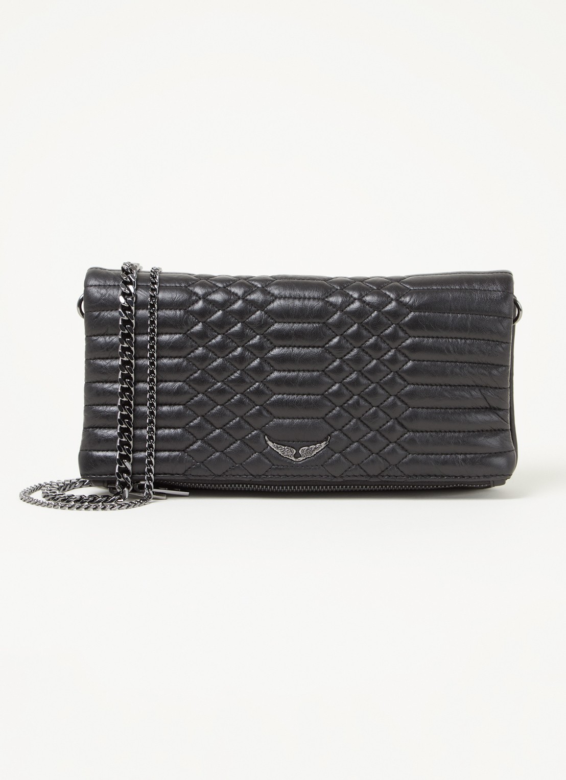 Zadig&Voltaire Rock Matelasse schoudertas van quilted lamsleer  - voorkant 3 zwart