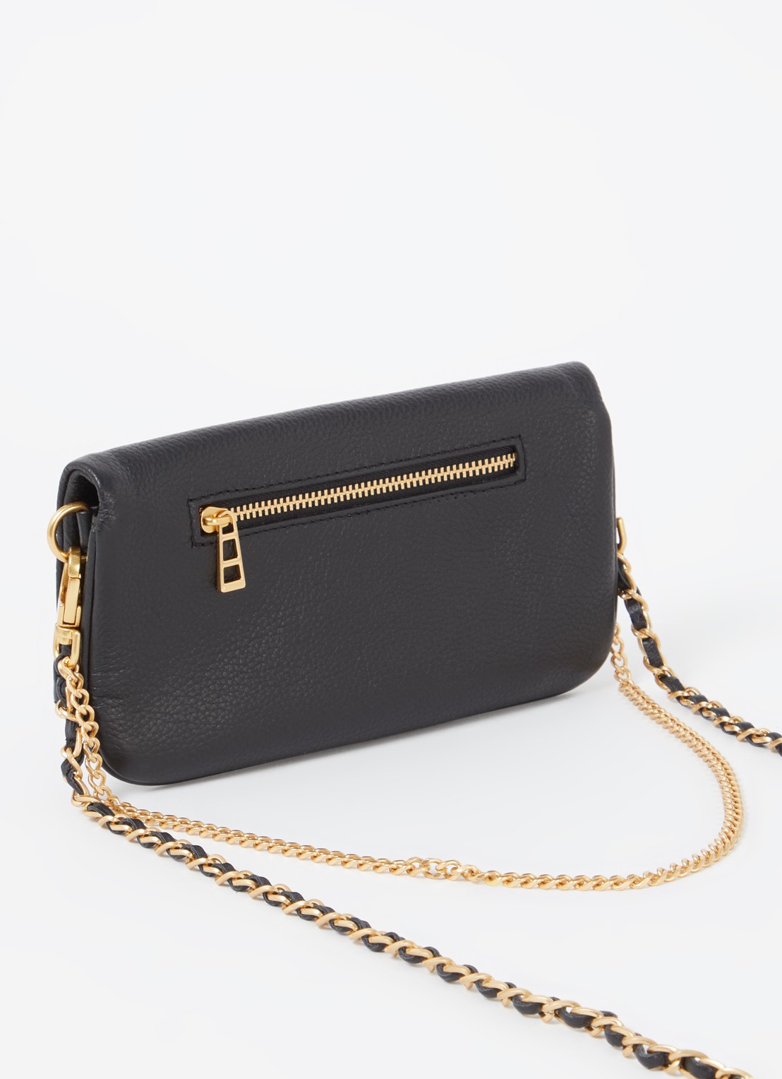 Zadig&Voltaire Rock Mini clutch van leer met afneembare schouderriem - achterkant zwart