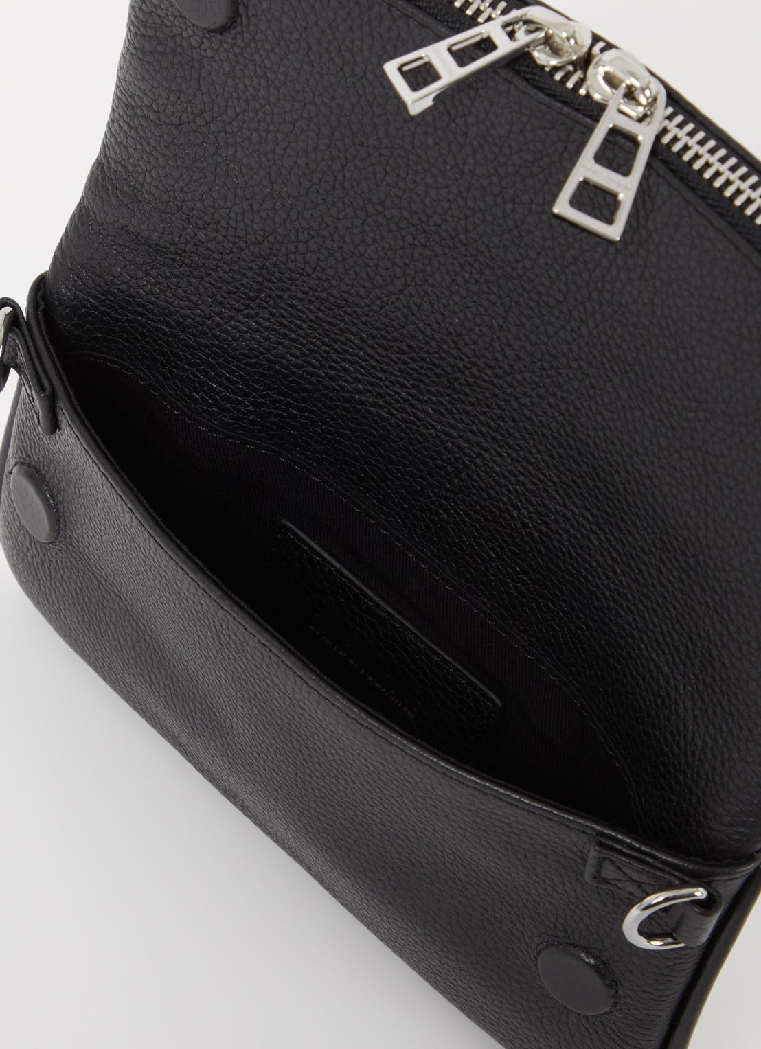 Zadig&Voltaire Rock Mini clutch van leer met afneembare schouderriem - detail 2 diepzwart