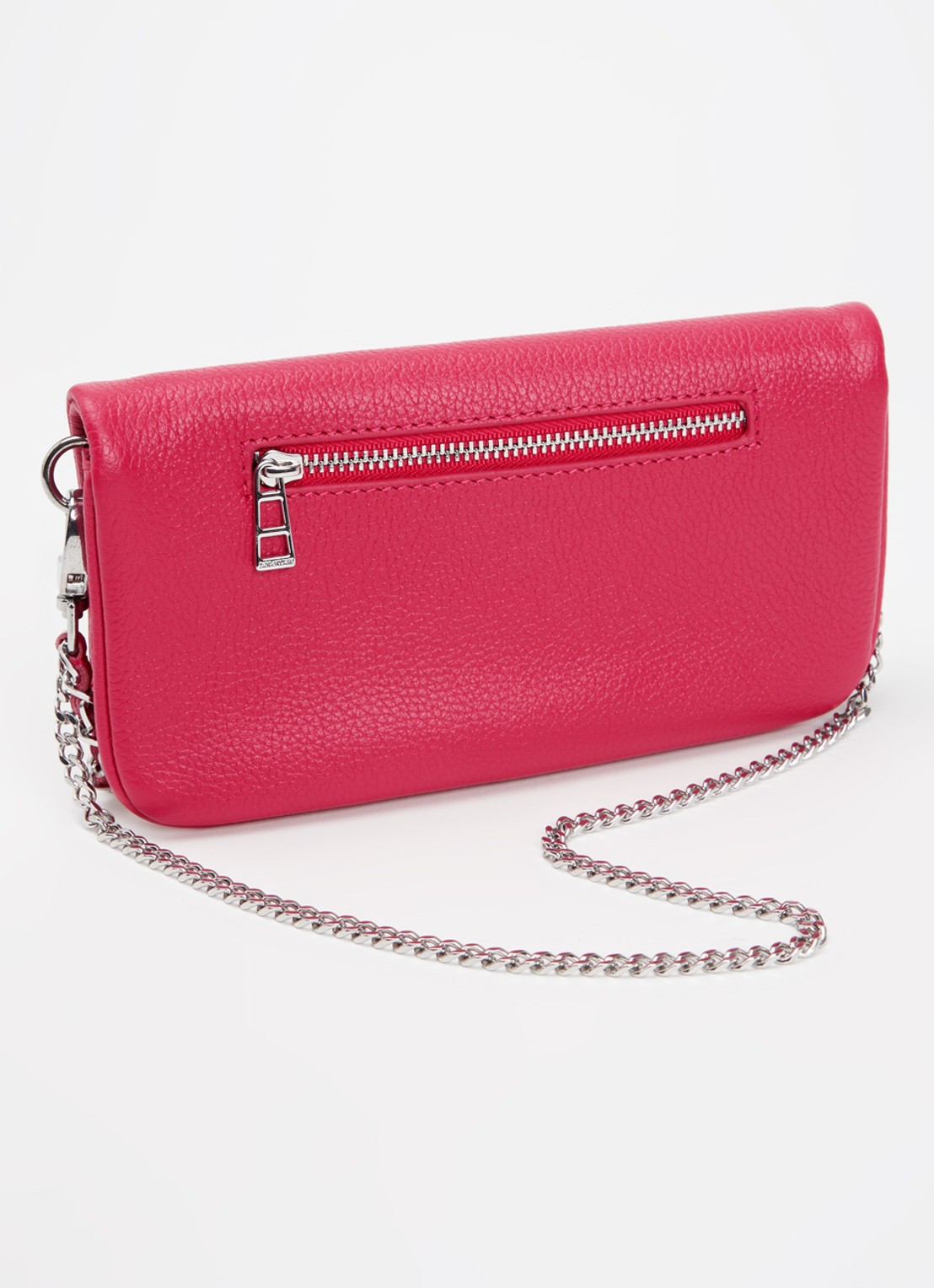 Zadig&Voltaire Rock Mini clutch van leer met afneembare schouderriem - achterkant 5 donkerroze