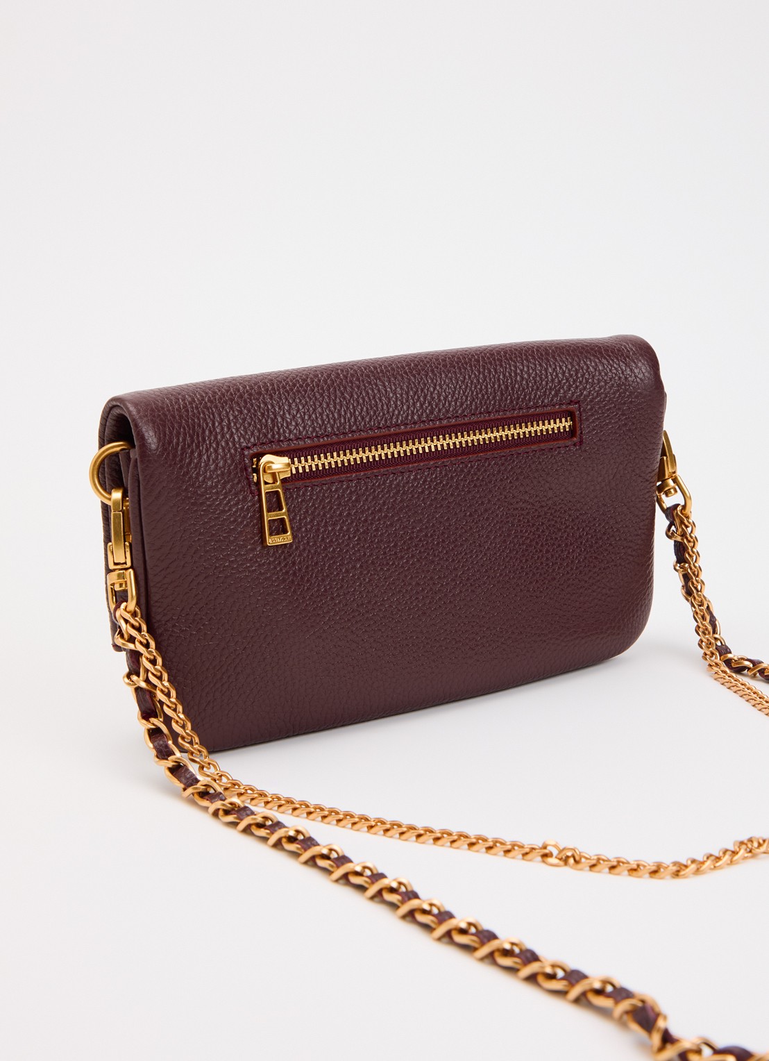 Zadig&Voltaire Rock Mini clutch van leer met afneembare schouderriem - achterkant 5 bordeauxrood