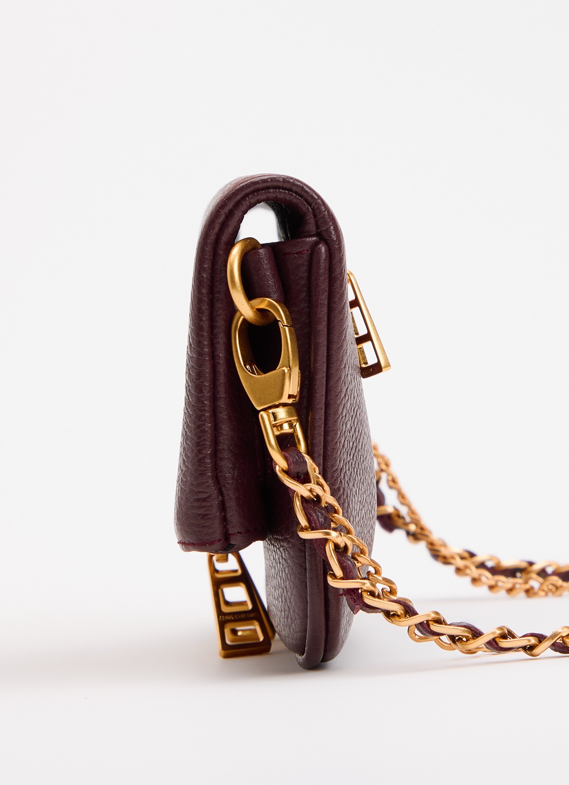 Zadig&Voltaire Rock Mini clutch van leer met afneembare schouderriem - detail 3 bordeauxrood