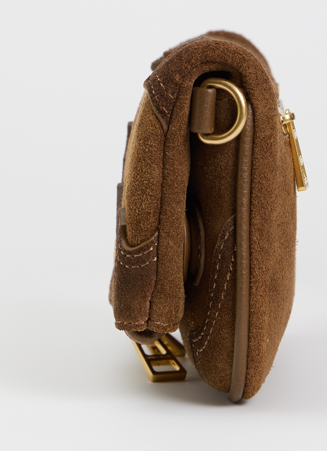 Zadig&Voltaire Rock Mini clutch van suède - detail 4 cognac