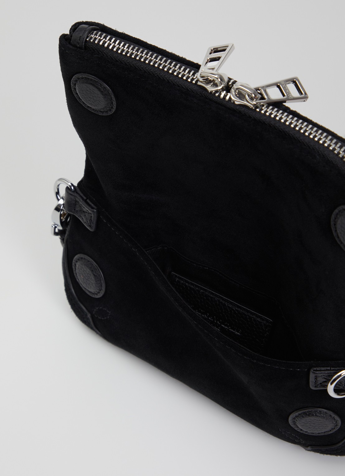 Zadig&Voltaire Rock Mini clutch van suède - detail zwart
