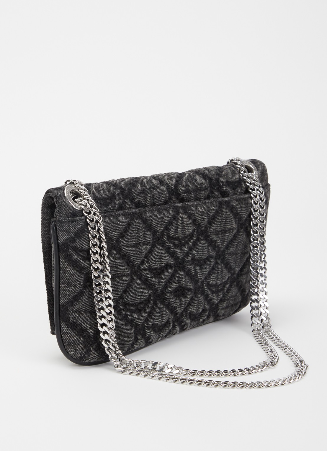Zadig&Voltaire Rock Nano clutch van denim met afneembare schouderriem - achterkant donkergrijs