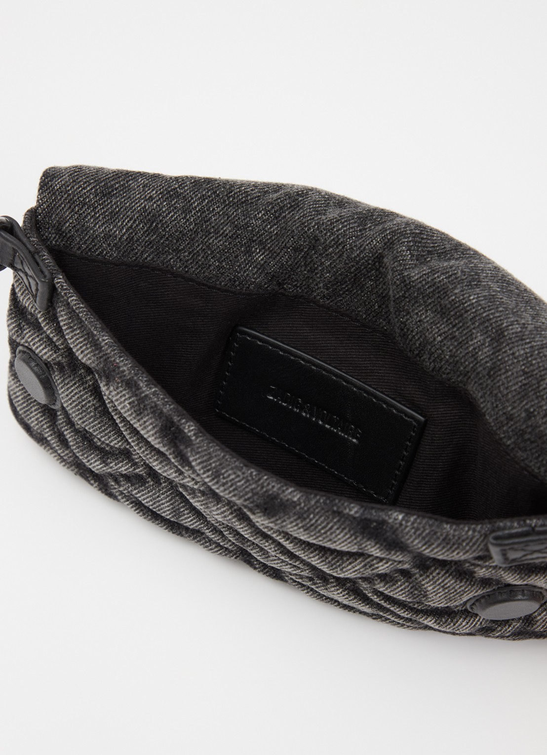 Zadig&Voltaire Rock Nano clutch van denim met afneembare schouderriem - detail 2 donkergrijs