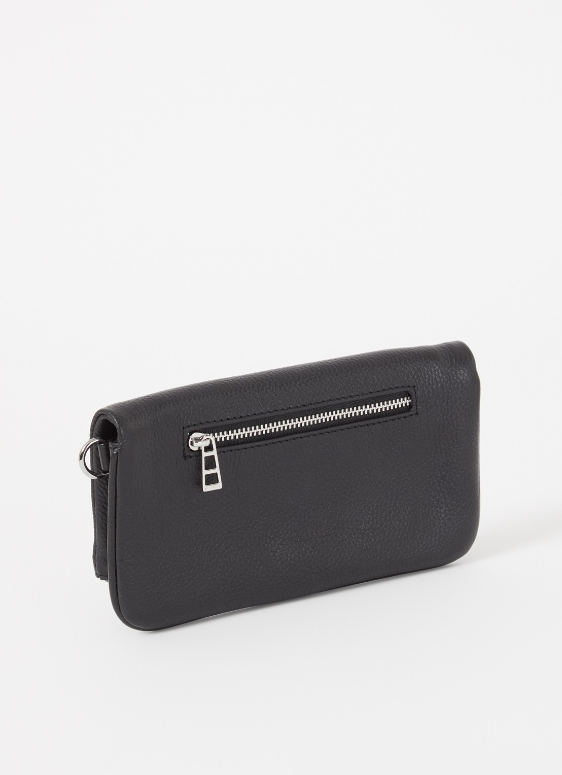 Zadig&Voltaire Rock Nano clutch van leer met afneembare schouderriem - achterkant diepzwart