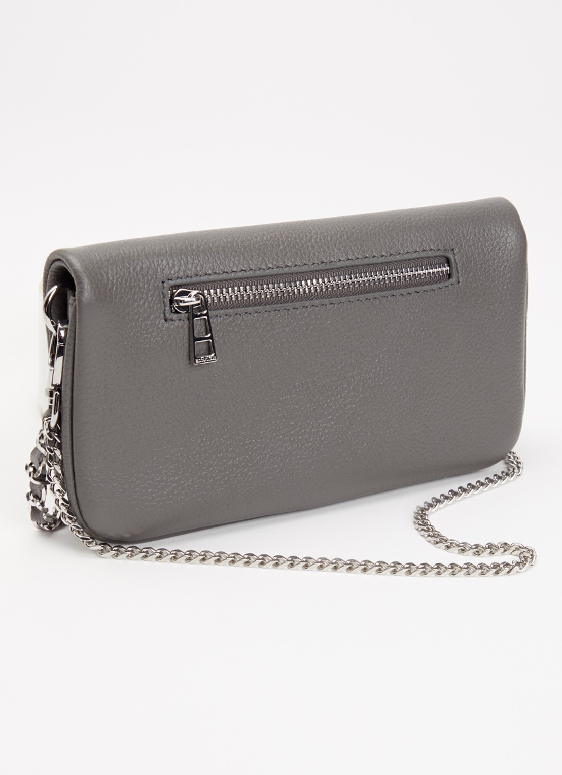 Zadig&Voltaire Rock Nano clutch van leer met afneembare schouderriem - achterkant 4 grijs