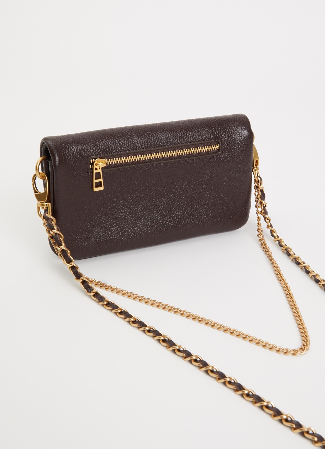 Zadig&Voltaire Rock Nano clutch van leer met afneembare schouderriem - achterkant 5 bruin