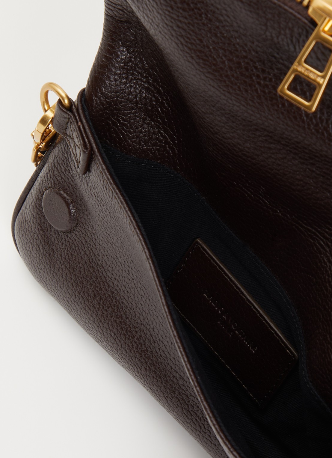 Zadig&Voltaire Rock Nano clutch van leer met afneembare schouderriem - detail bruin
