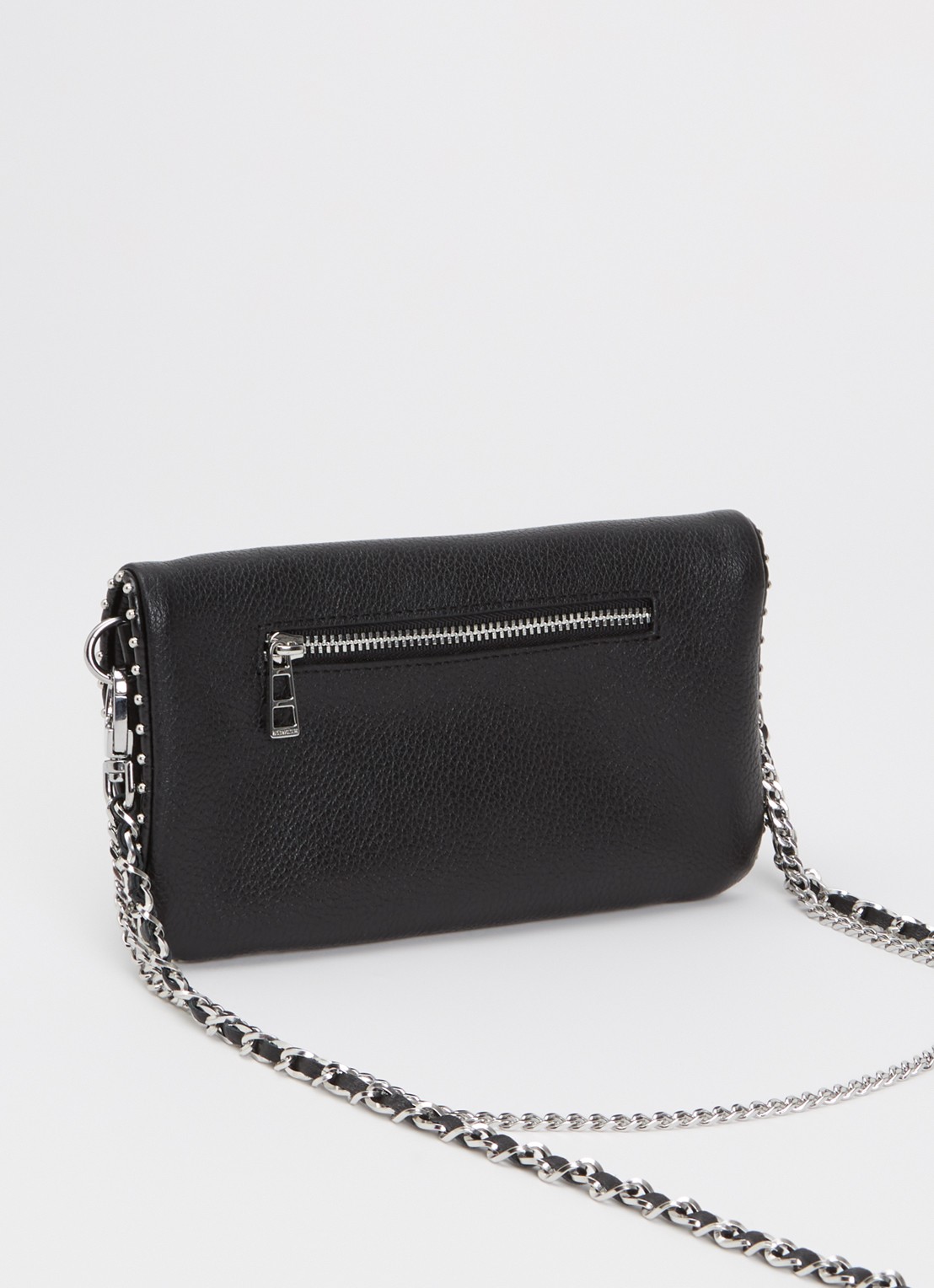Zadig&Voltaire Rock Nano Grained clutch van leer met studs - achterkant 2 zwart
