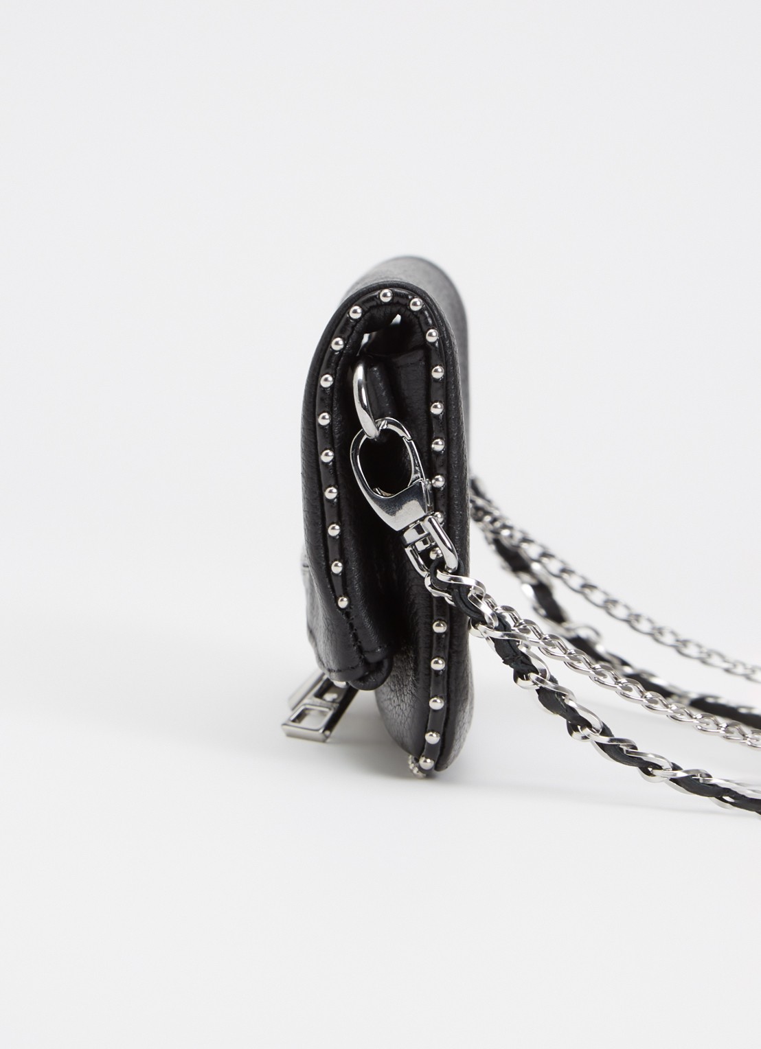 Zadig&Voltaire Rock Nano Grained clutch van leer met studs - detail 4 zwart
