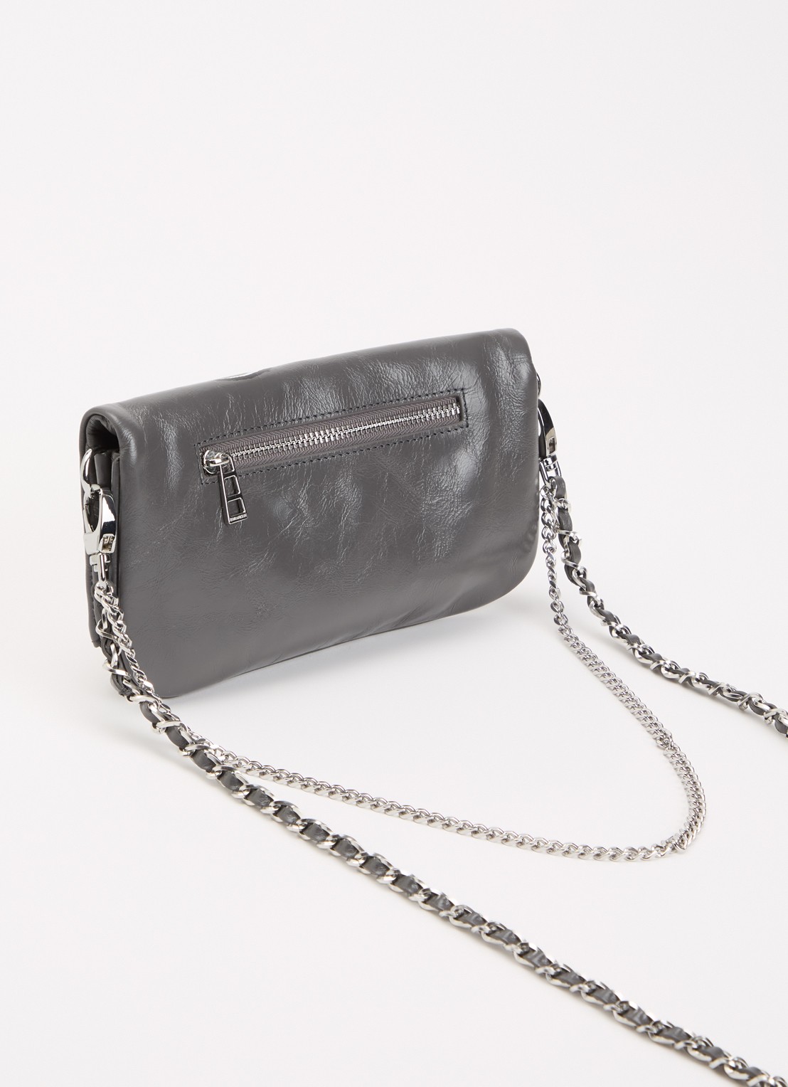 Zadig&Voltaire Rock Nano Humberto clutch van leer  - achterkant donkergrijs