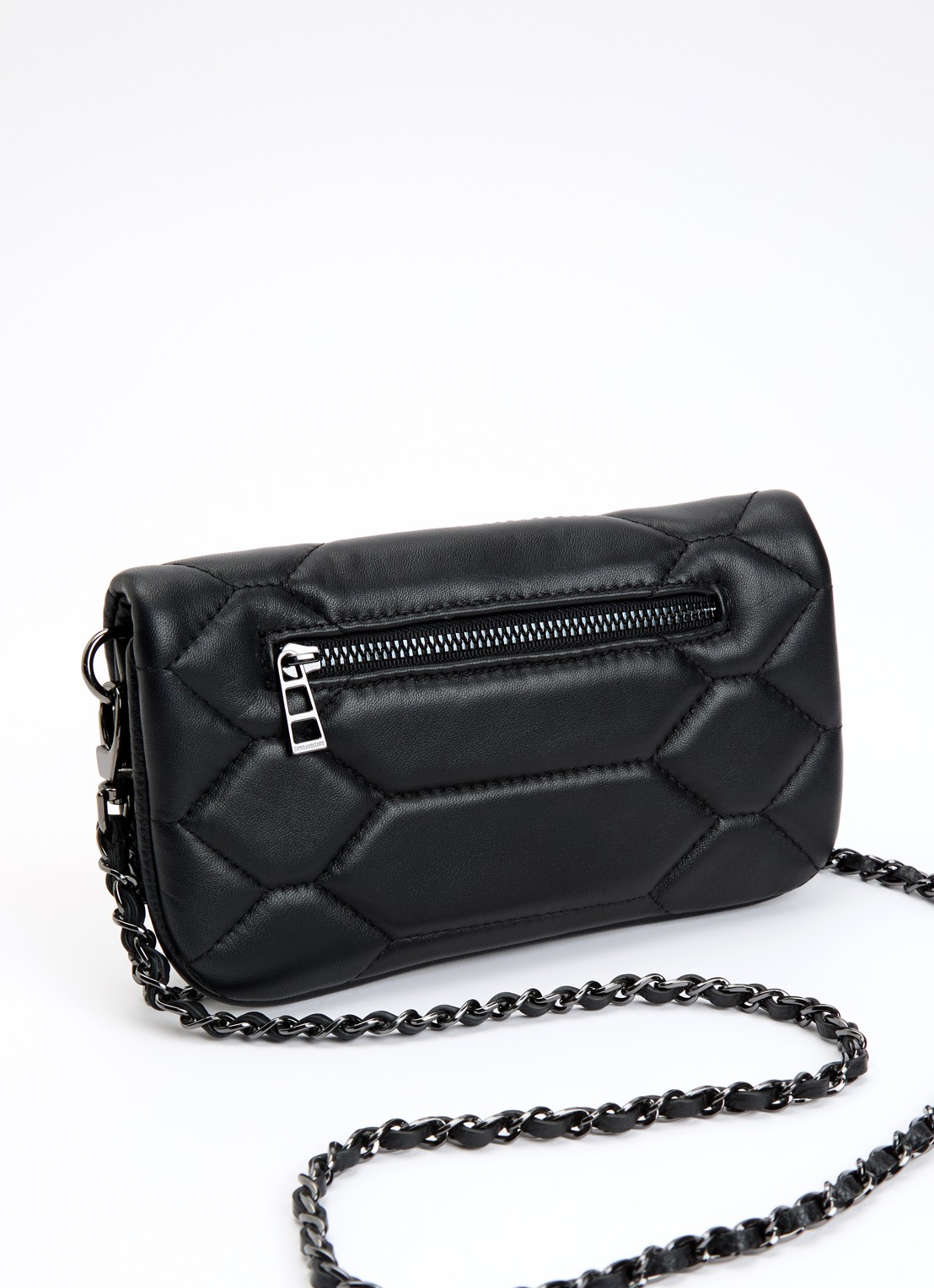 Zadig&Voltaire Rock Nano XL schoudertas van leer - achterkant 2 zwart