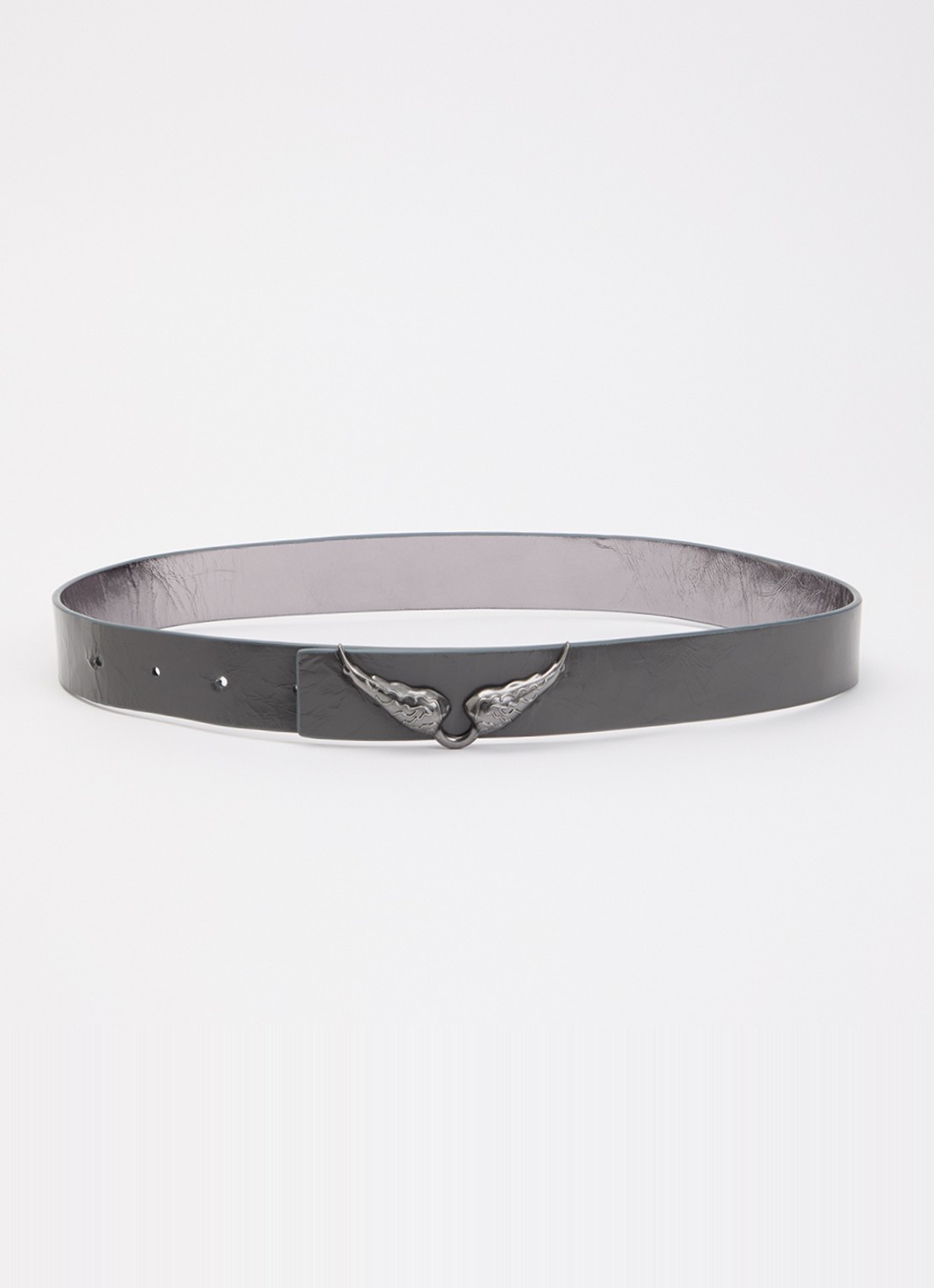 Zadig&Voltaire Rock Reversible riem van leer met logo - voorkant 2 grijs