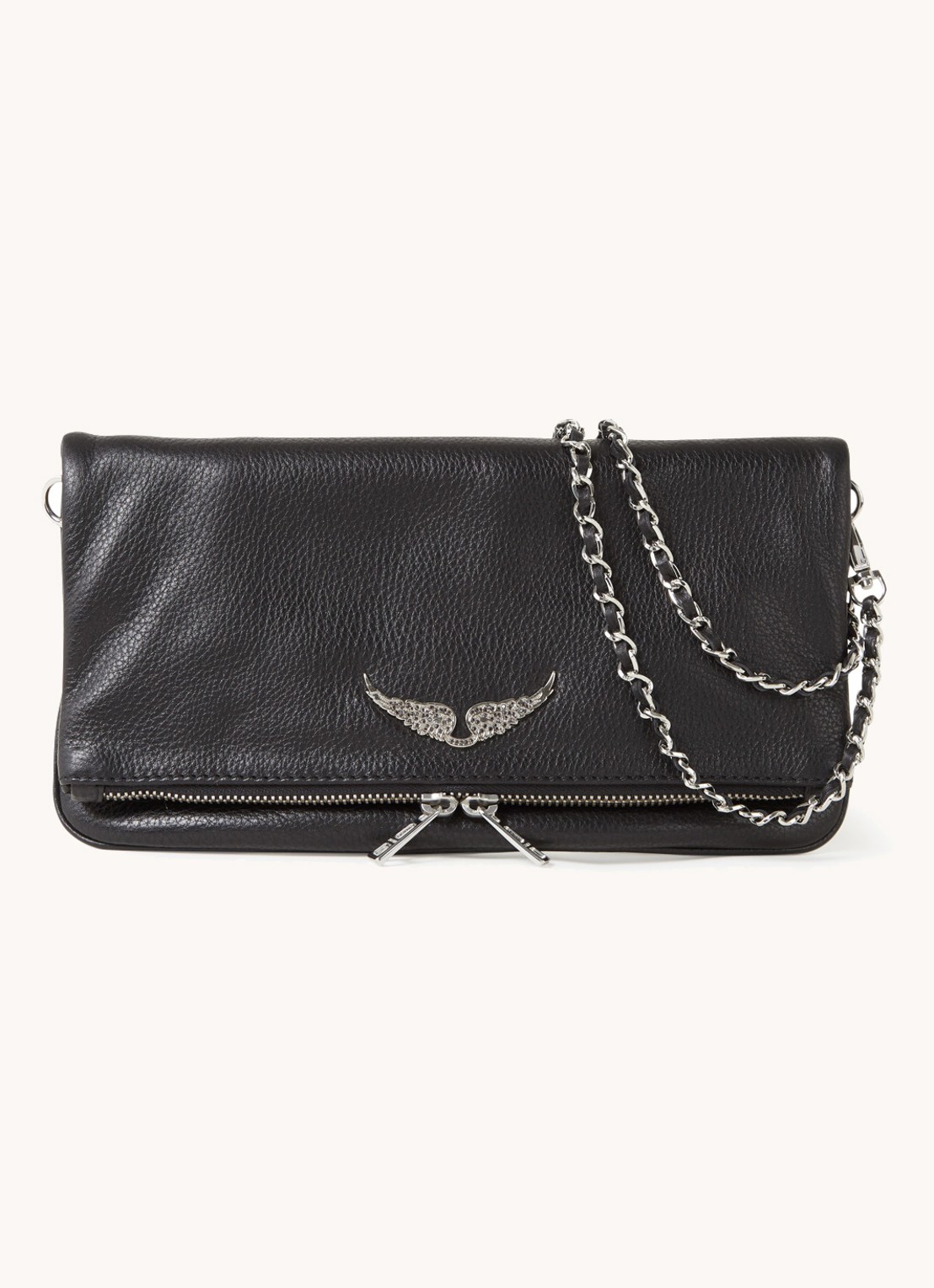 Zadig&Voltaire Rock Small clutch van leer - voorkant zwart