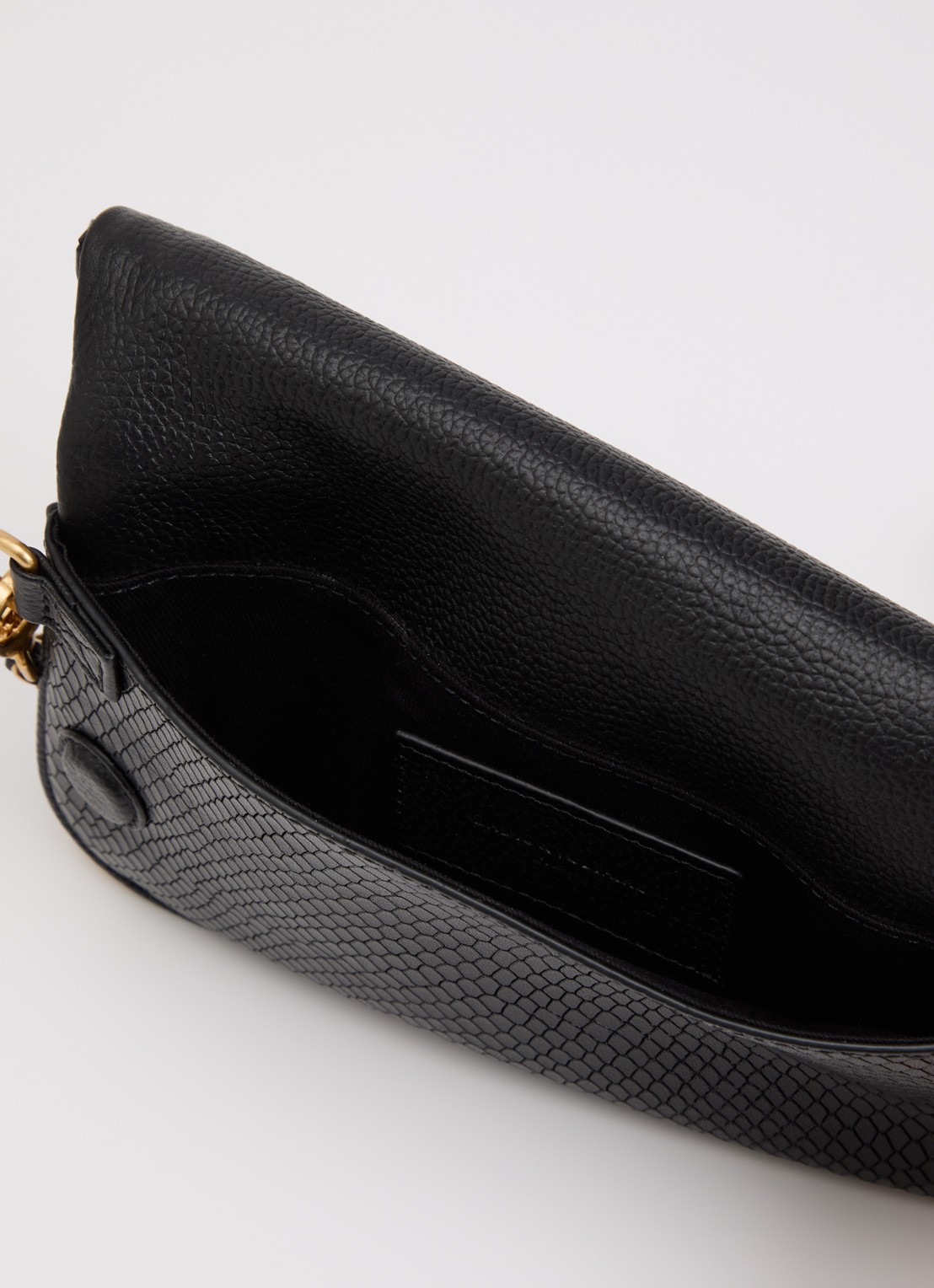 Zadig&Voltaire Rock Soft Mini clutch van leer met slangenstructuur - detail zwart